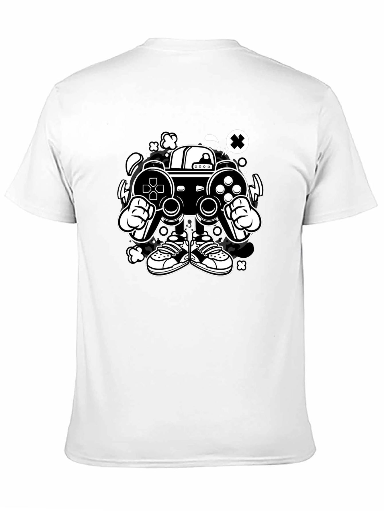 Black Gaming Console Character Graphic Black T-Shirt view 11