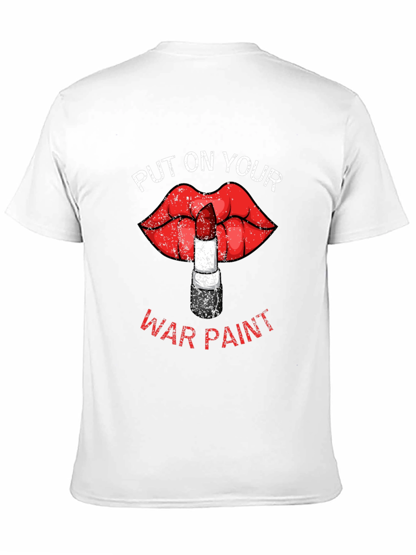 Black War Paint Lipstick Lips Graphic T-Shirt view 11