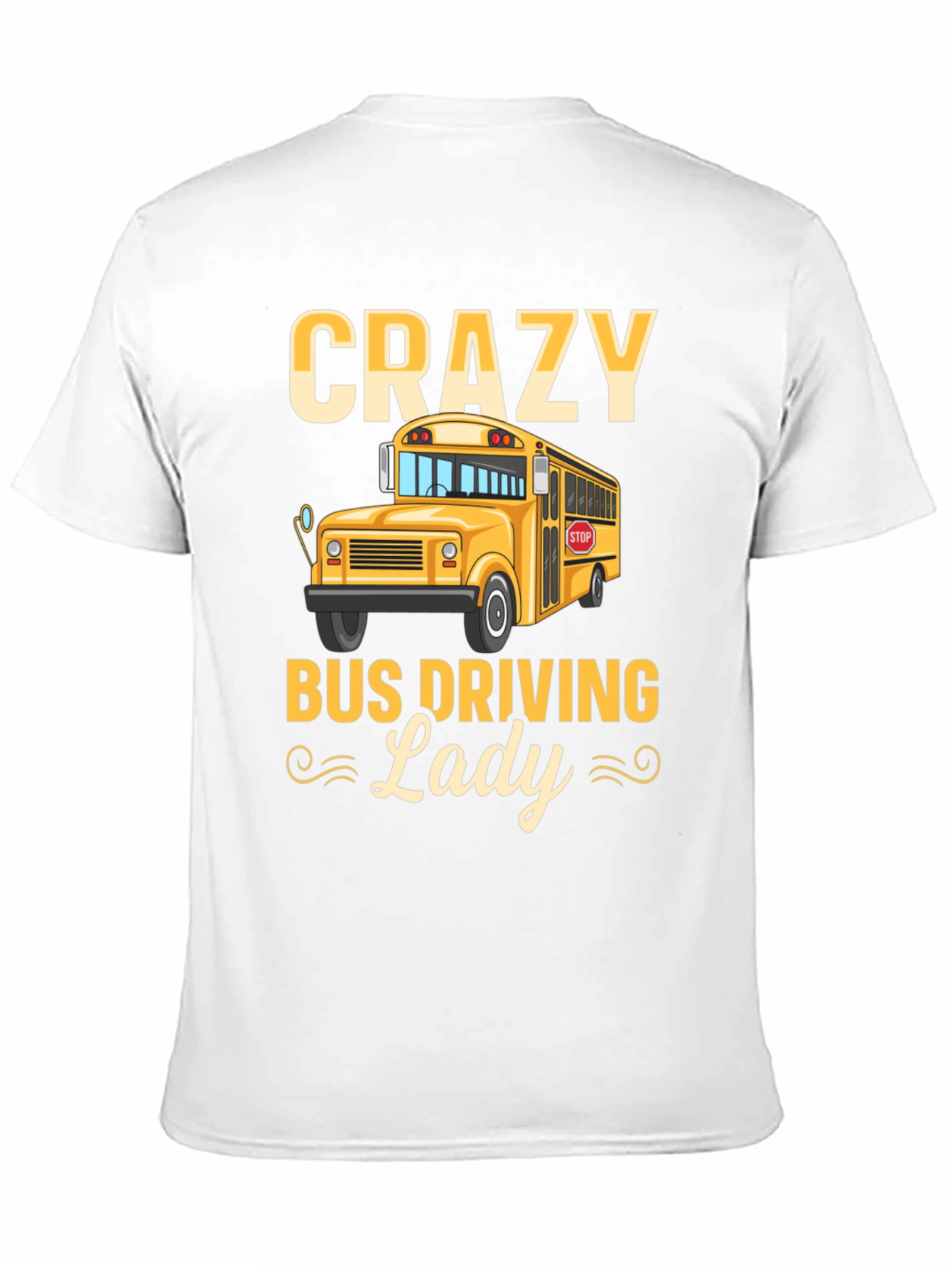 Black Crazy Bus Driving Lady T-Shirt - Black view 11