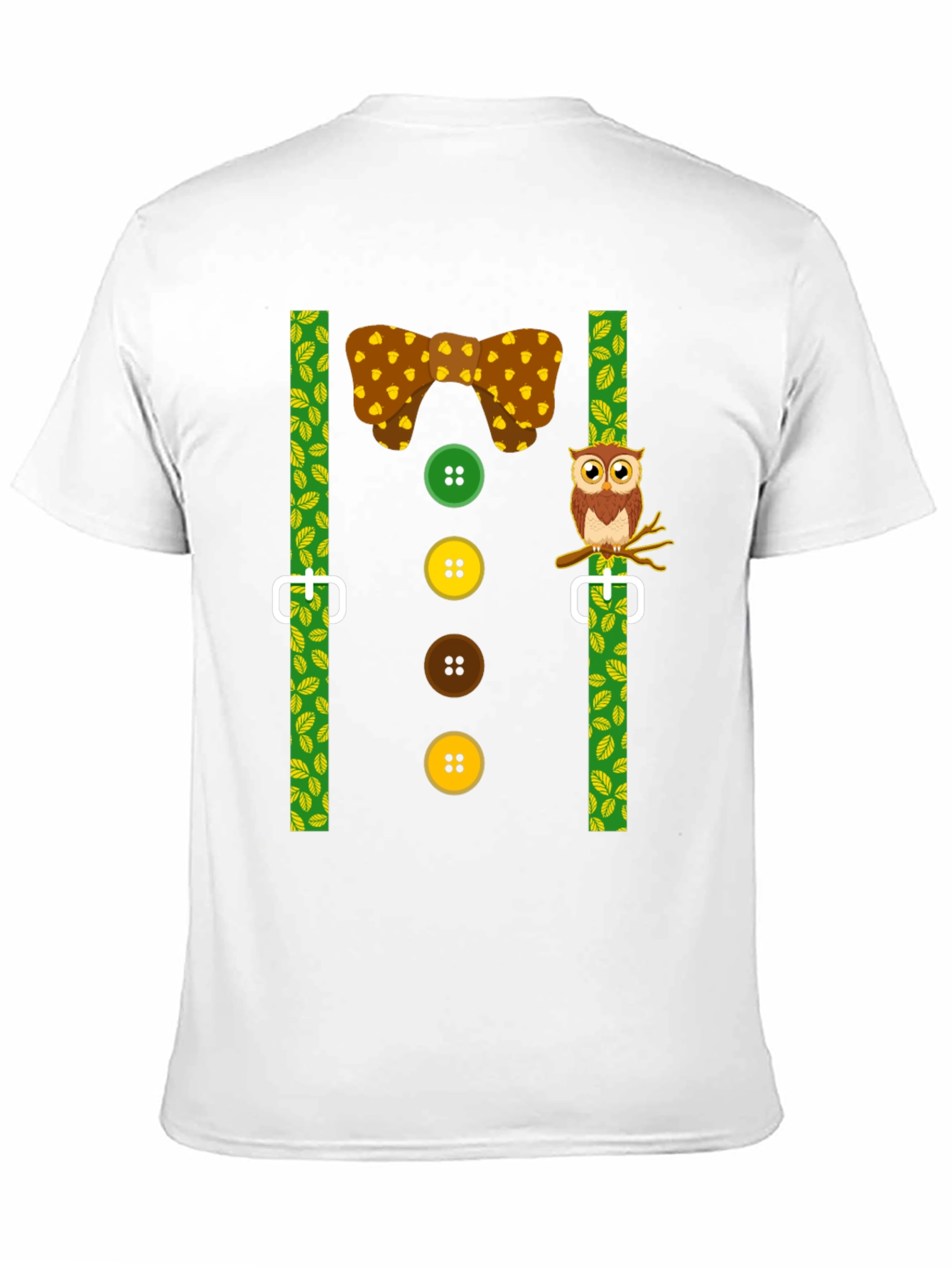 Black Funny Owl Suspender T-Shirt - Novelty Costume Tee view 11