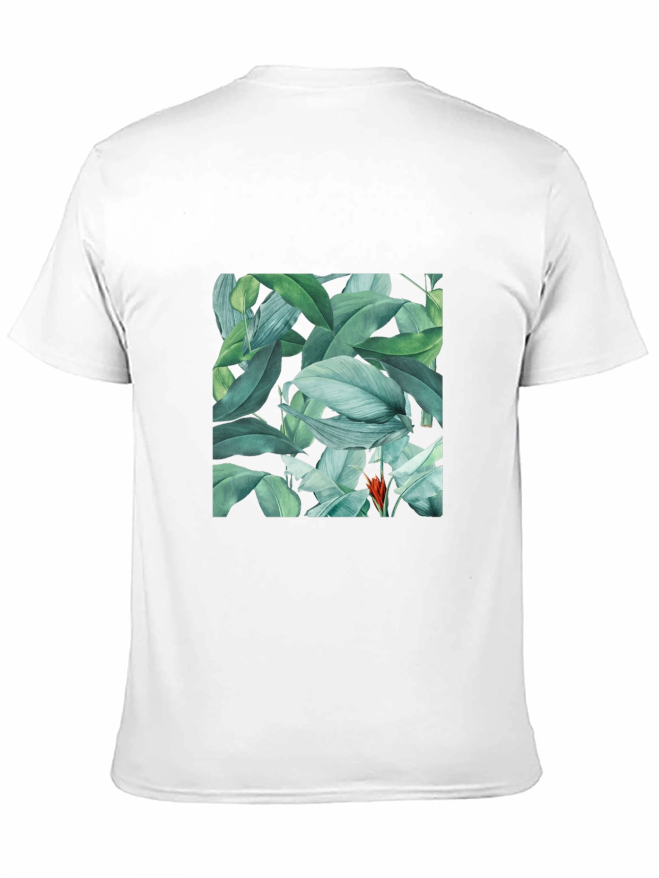 Black Tropical Leaves Print Black T-Shirt view 11