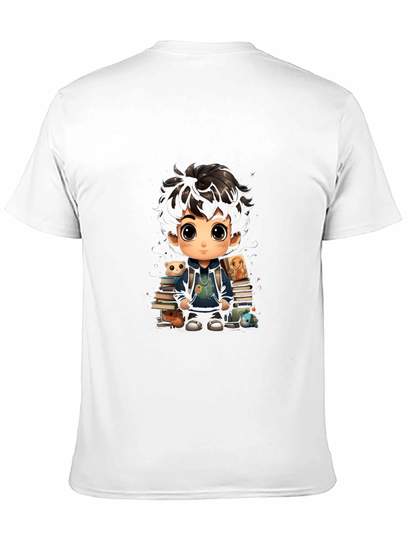 Black Cartoon Boy with Books Graphic Tee view 11