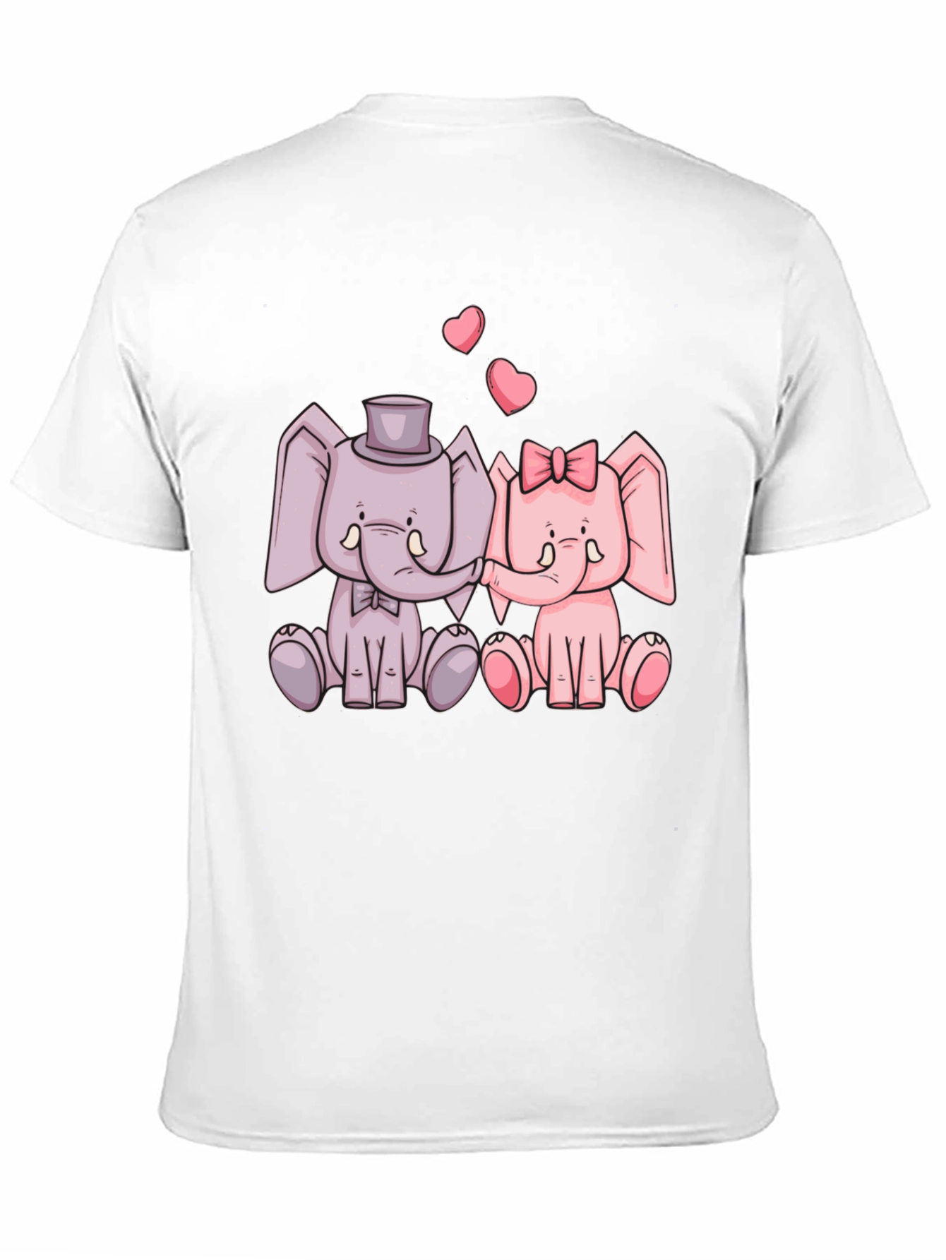 Black Elephant Love T-Shirt - Cute Cartoon Design view 11