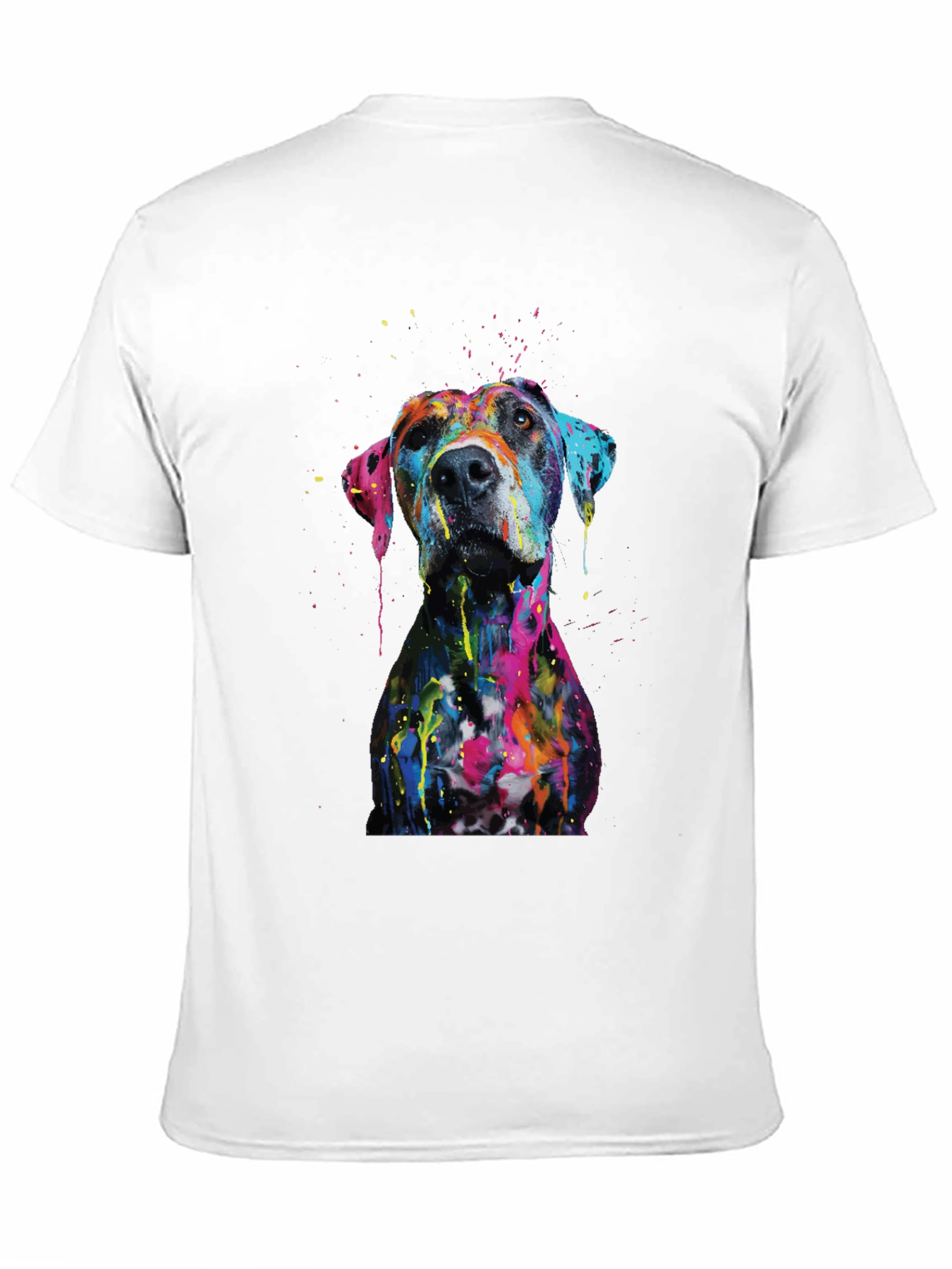 Black Men's Artistic Dog Print Black T-Shirt view 11