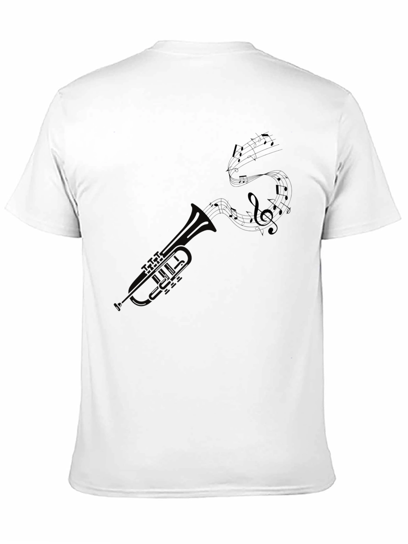 Black Trumpet and Music Notes Graphic Tee - Black view 11