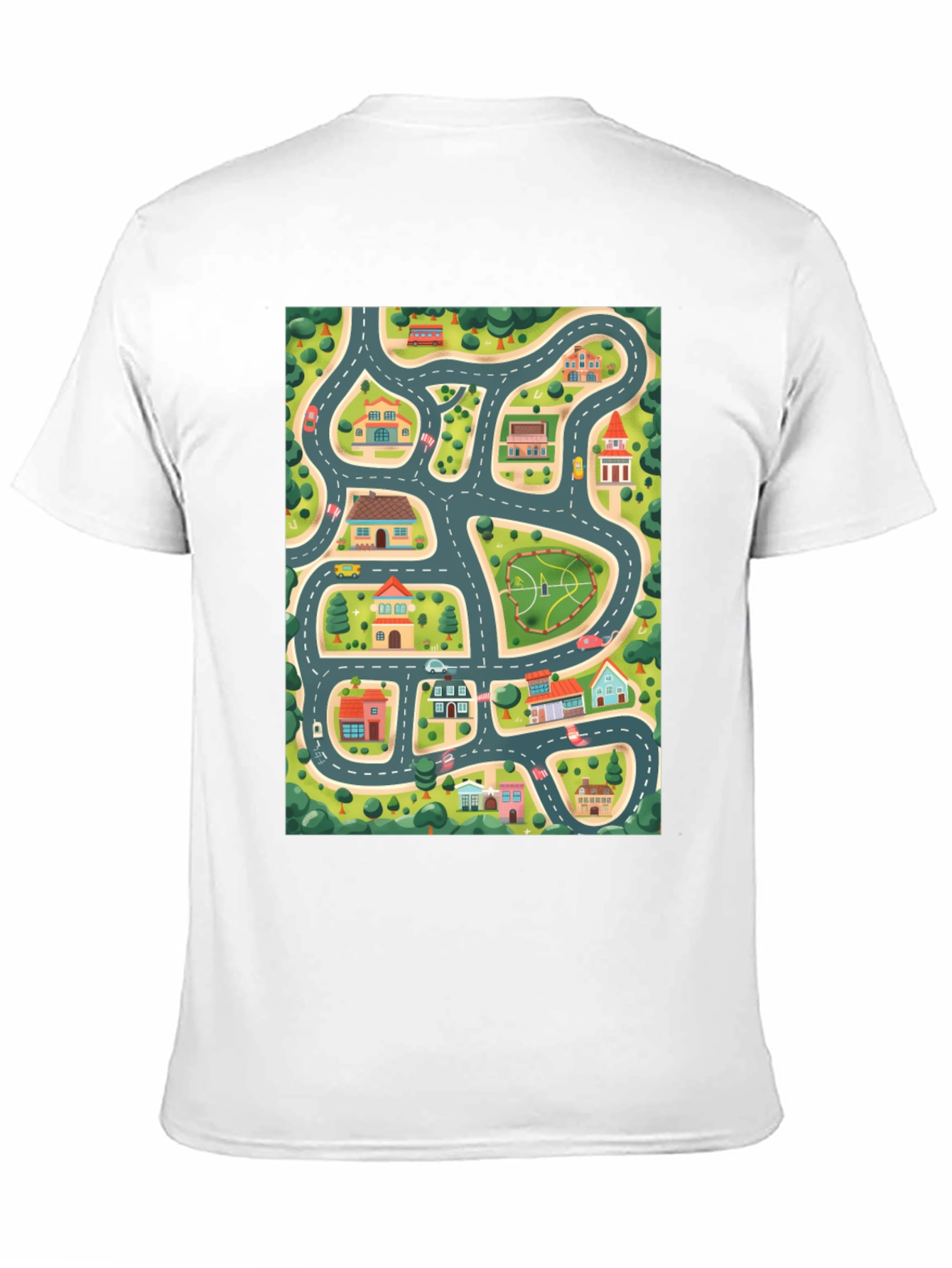 Black Road Map Graphic Black T-Shirt view 11