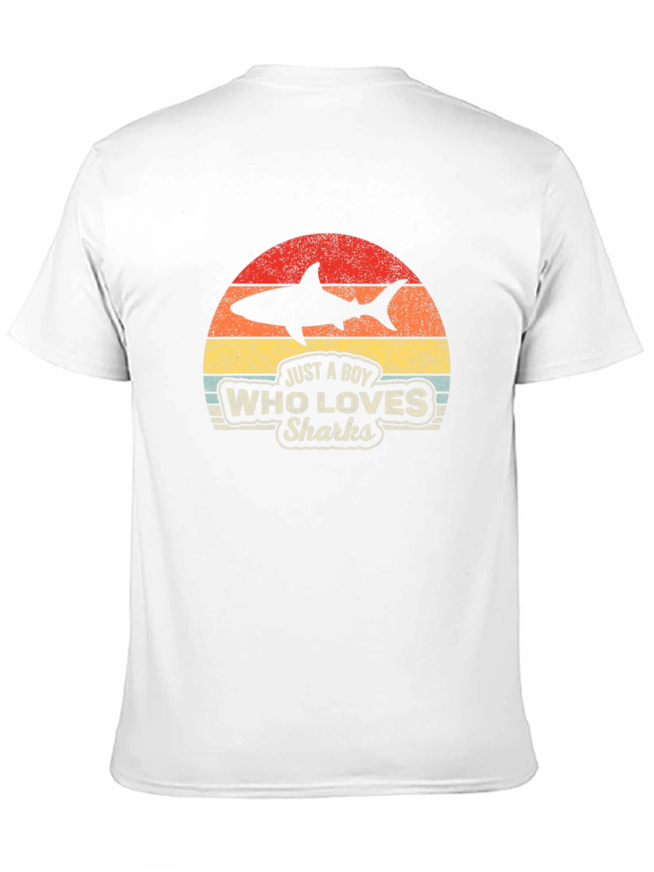 Black Boy Who Loves Sharks Black T-Shirt - Retro Style view 11