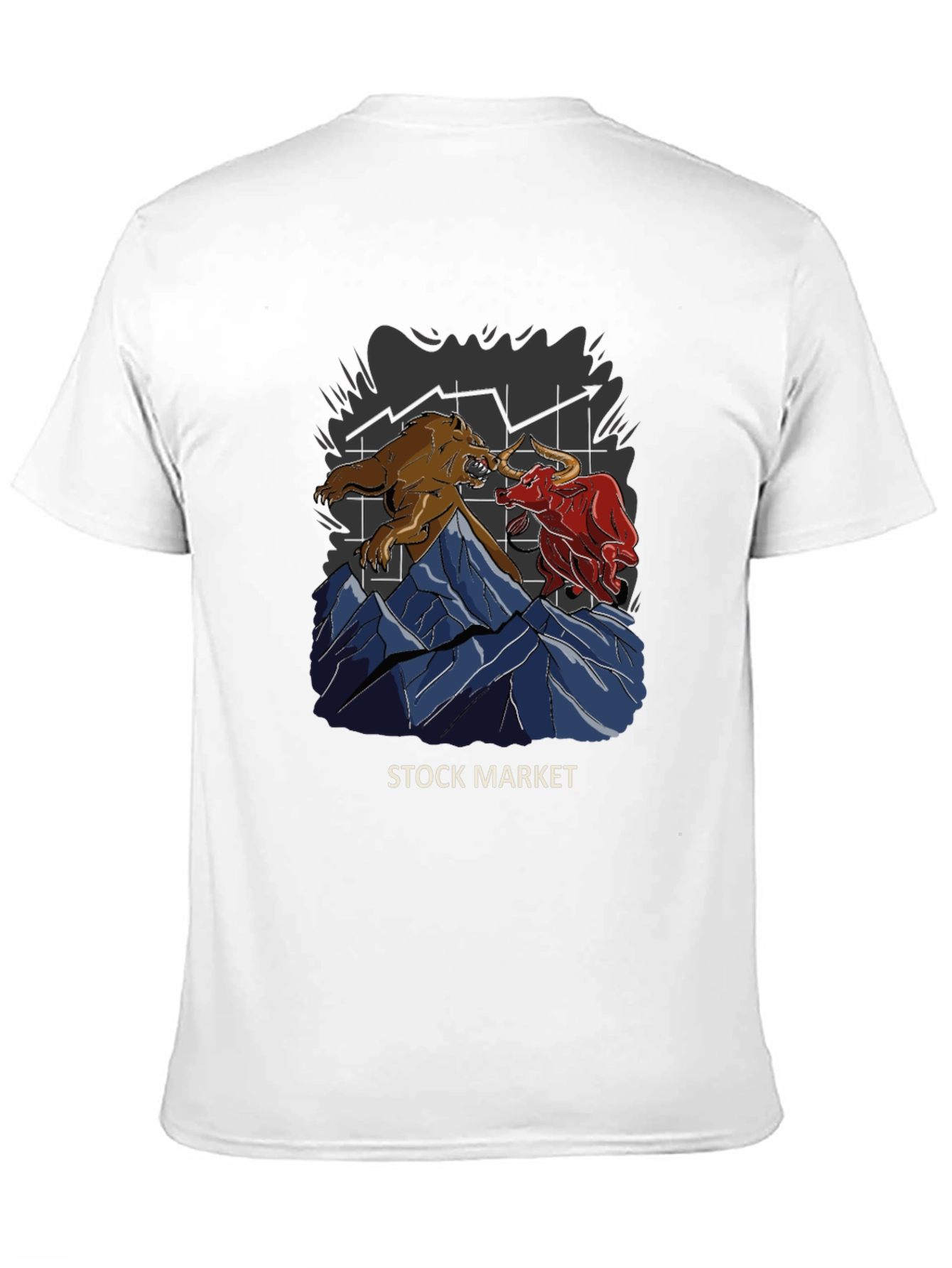 Black Stock Market Bull vs Bear Graphic T-Shirt view 11