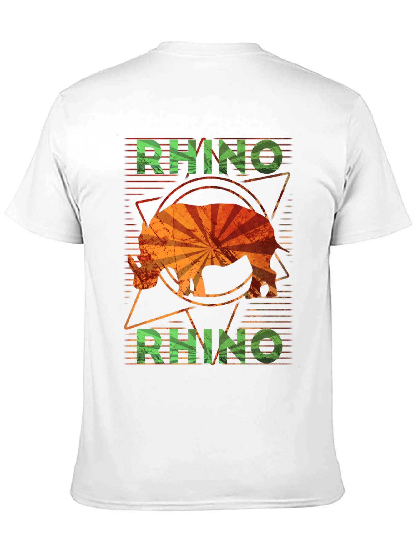Retro Rhino Graphic T-Shirt - Distressed Design - 11