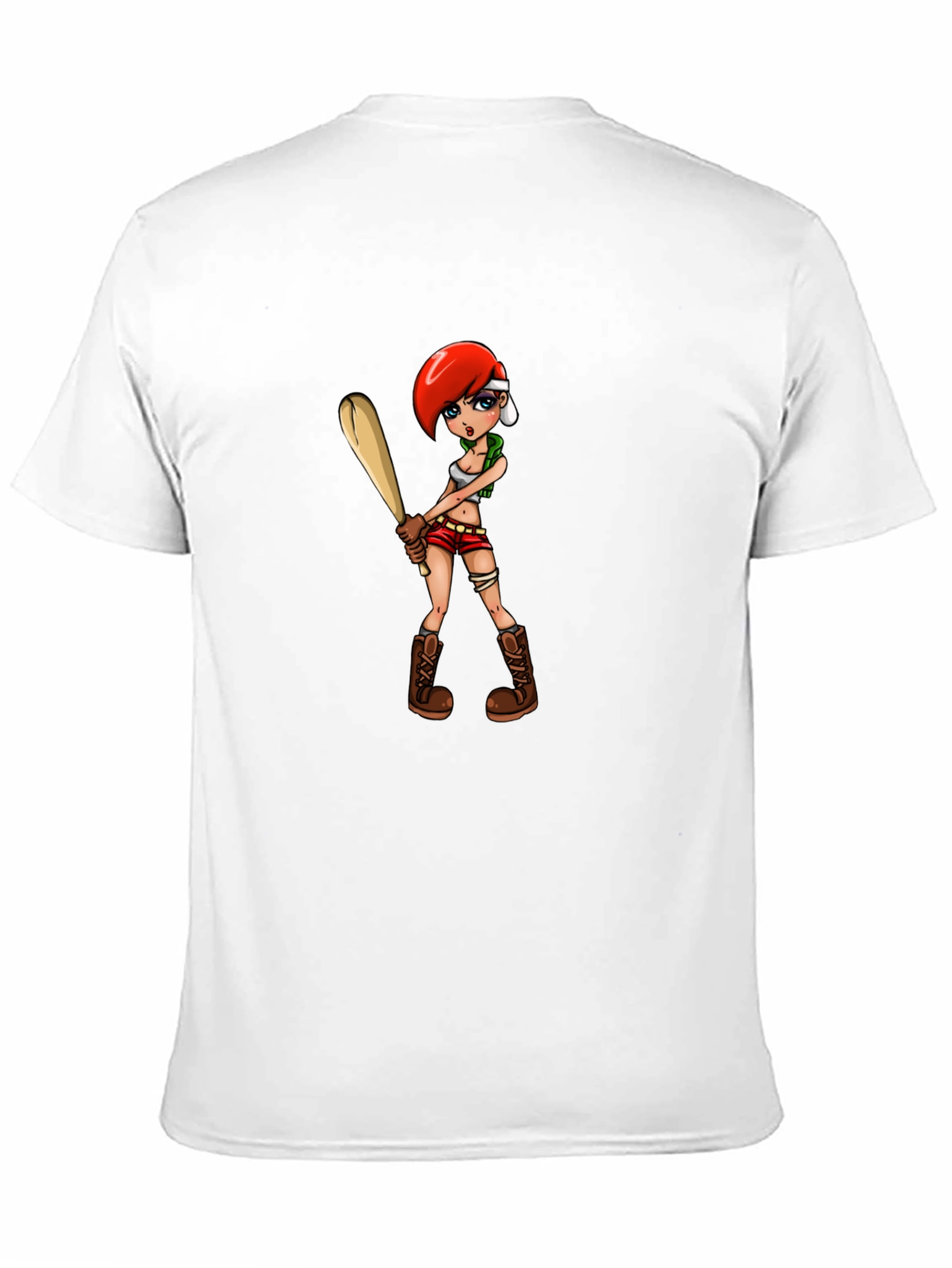 Black Cartoon Girl with Baseball Bat Graphic T-Shirt view 11