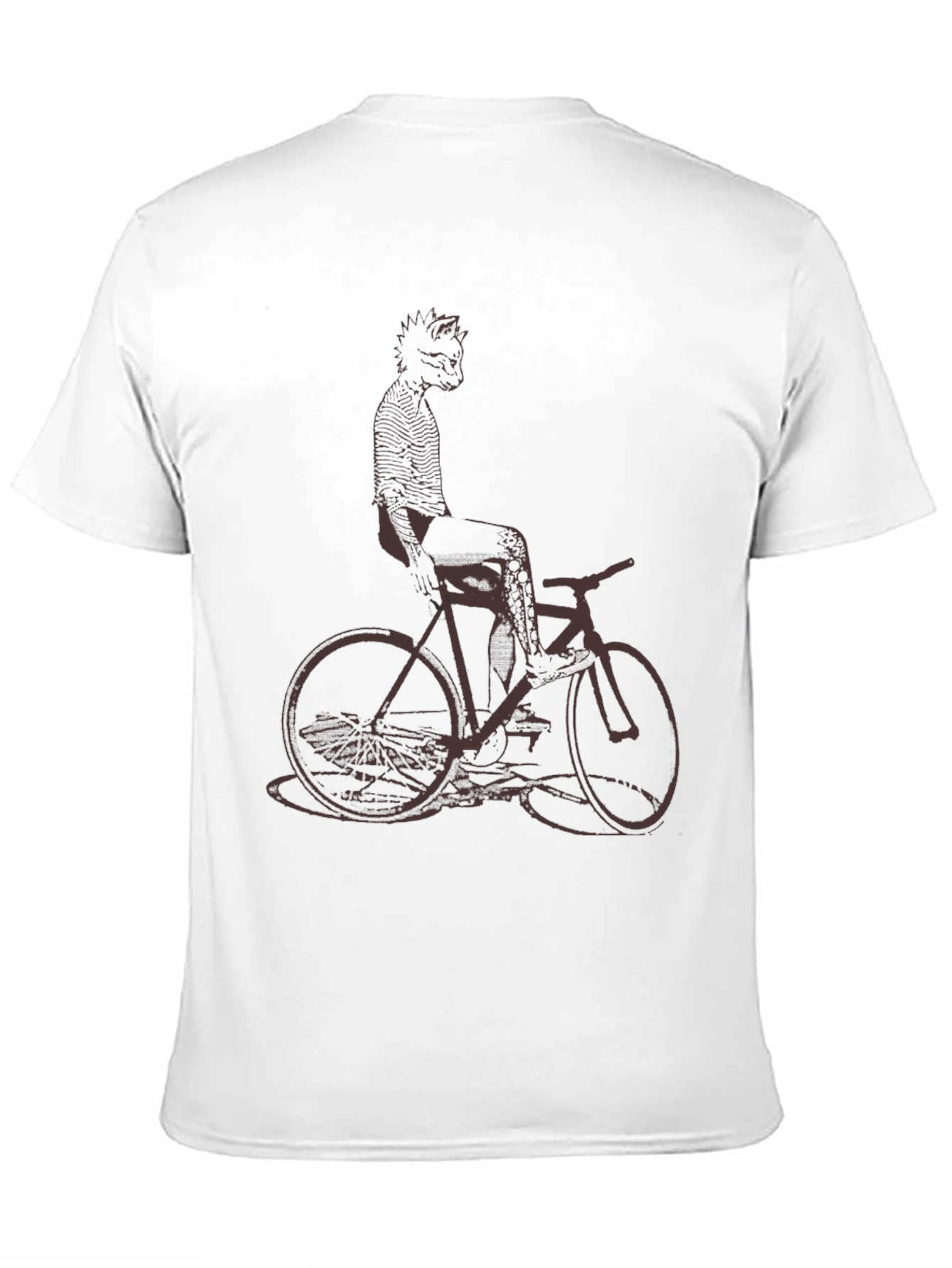 Black Cool Cat on Bike Graphic Tee - Black Cotton T-Shirt view 11