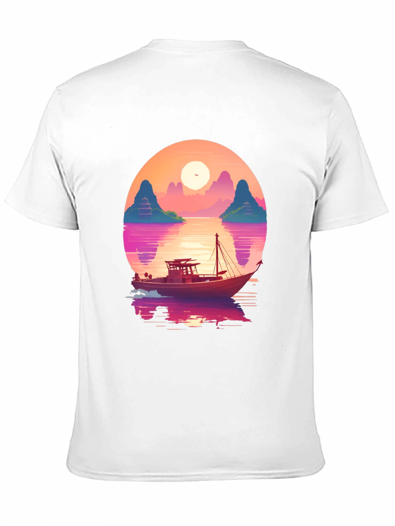Black Sunset Boat Graphic Tee - Retro Style view 11