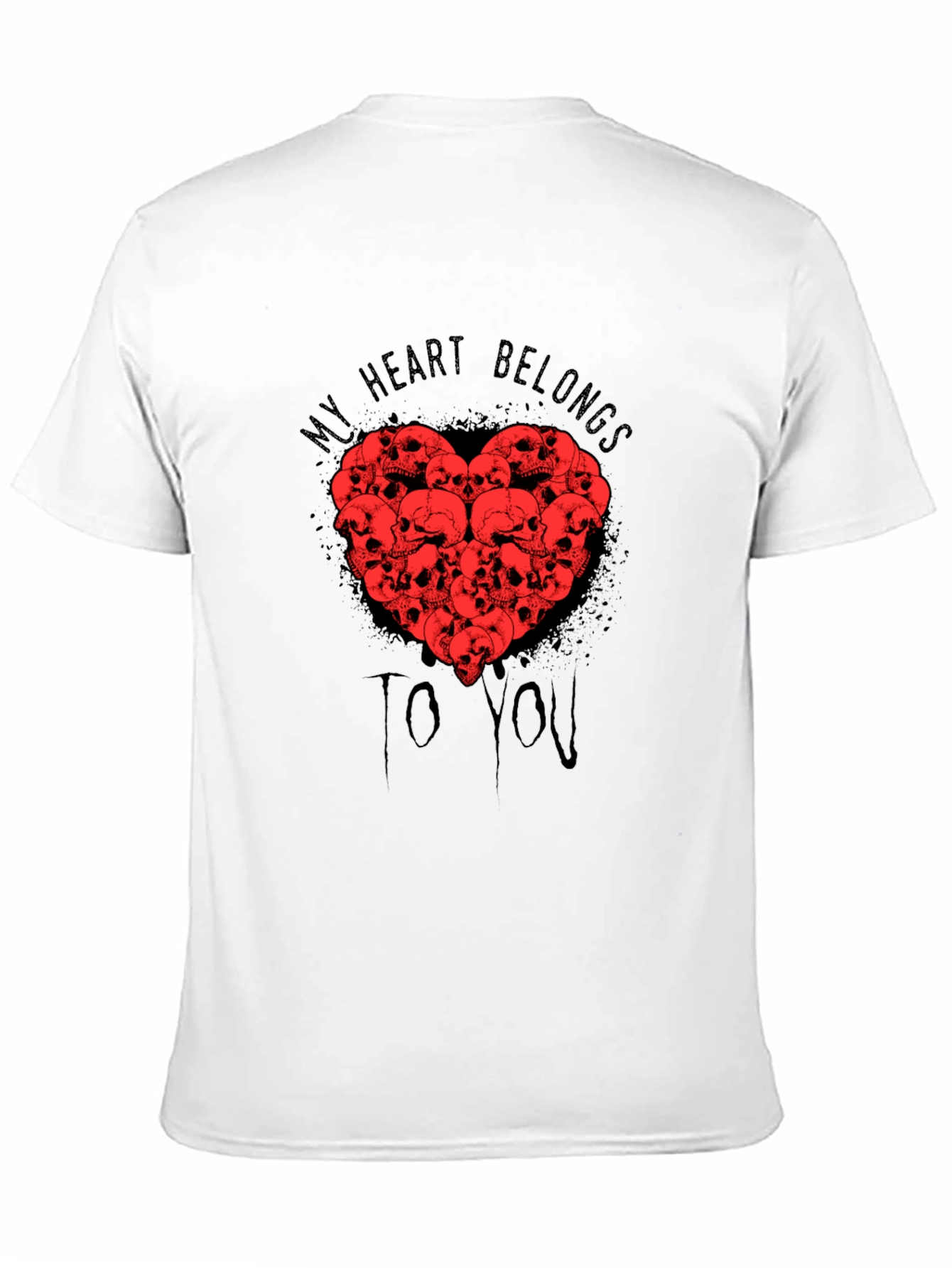 Black Skull Heart Graphic T-Shirt - My Heart Belongs To You view 11