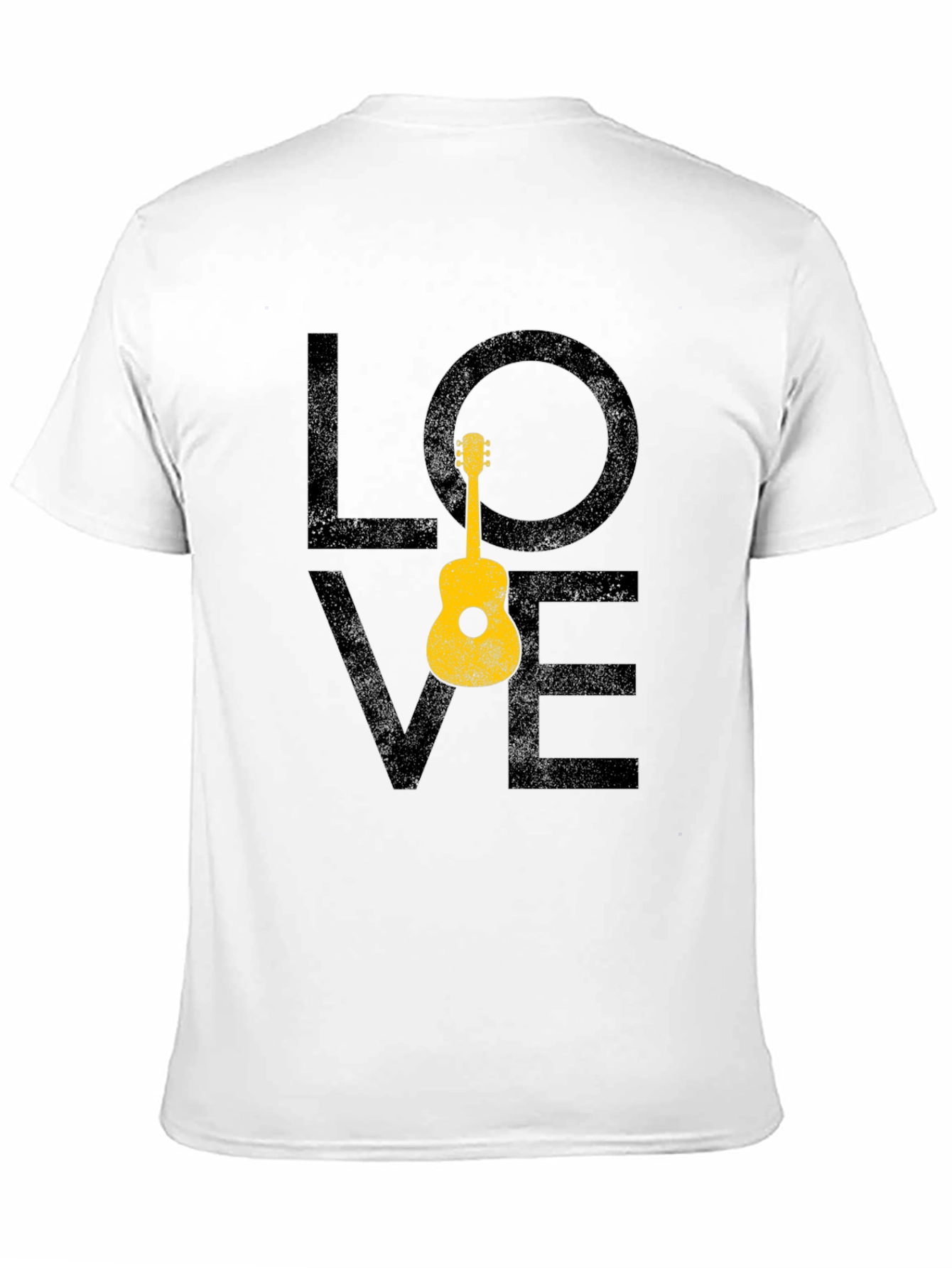 Black Love Guitar Graphic T-Shirt - Black Casual Tee view 11
