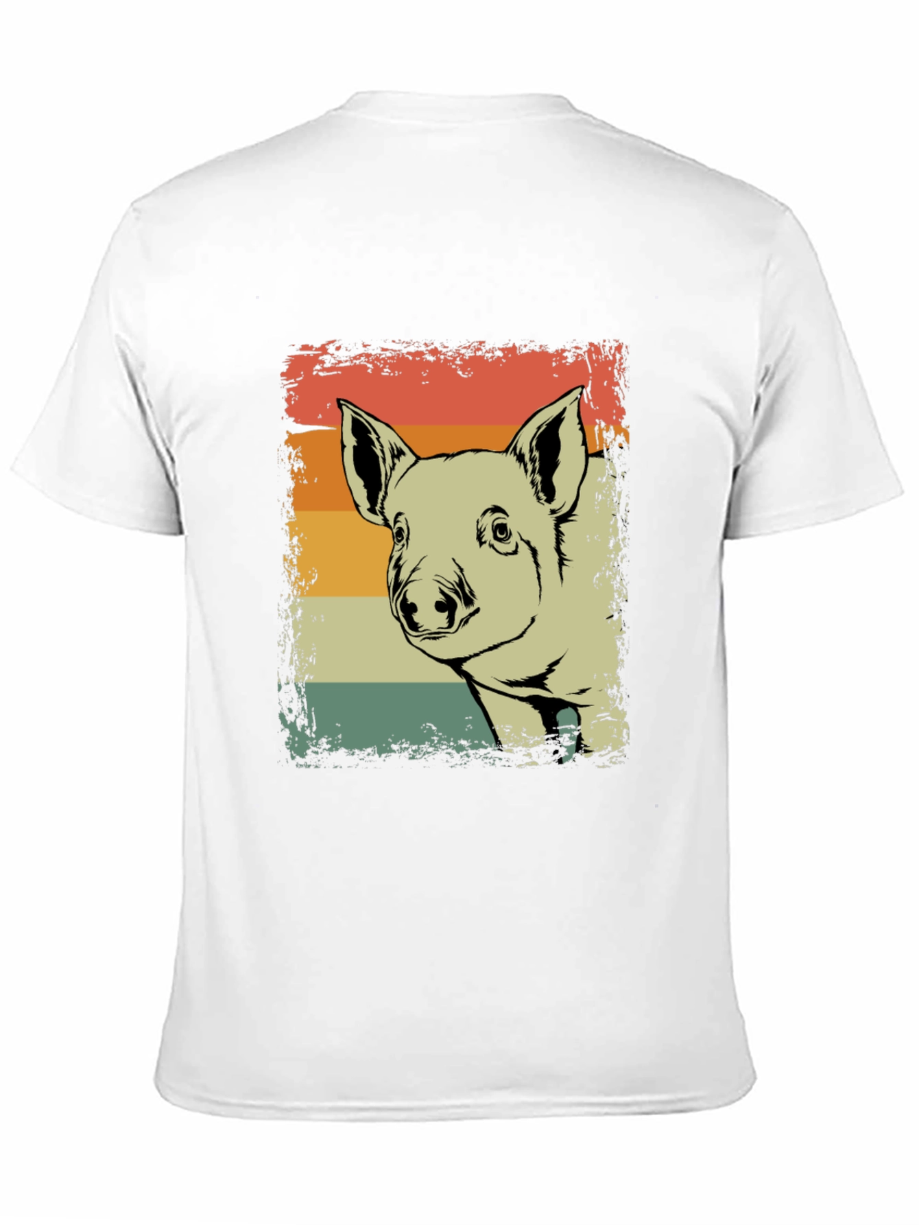 Black Retro Pig Graphic Tee - Vintage Style Piglet T-Shirt view 11