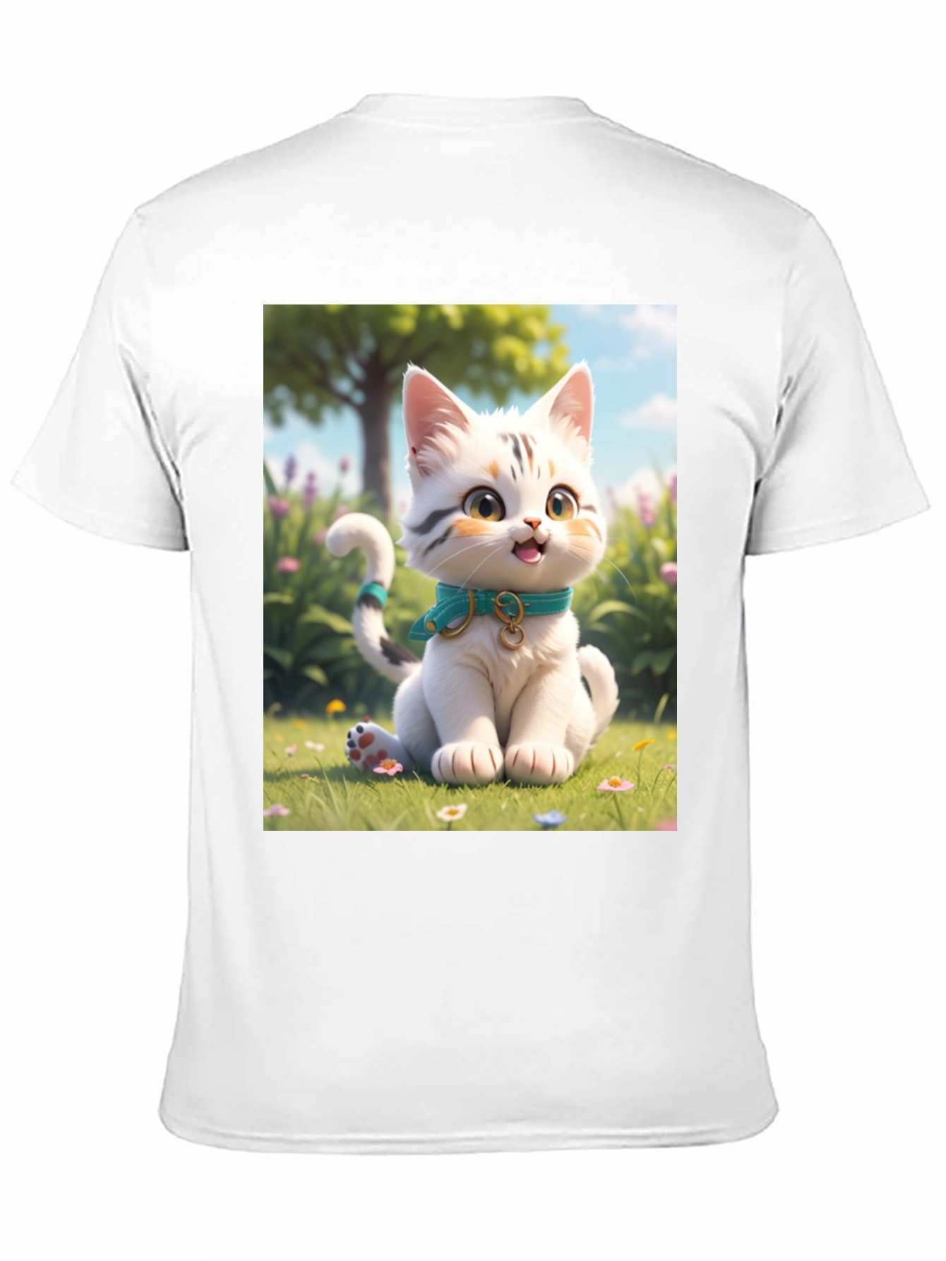 Black Cute Cartoon Cat T-Shirt view 11