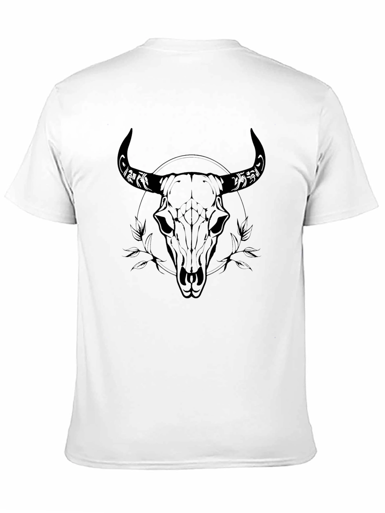 Black Bull Skull Graphic Tee - Men's Black T-Shirt view 11