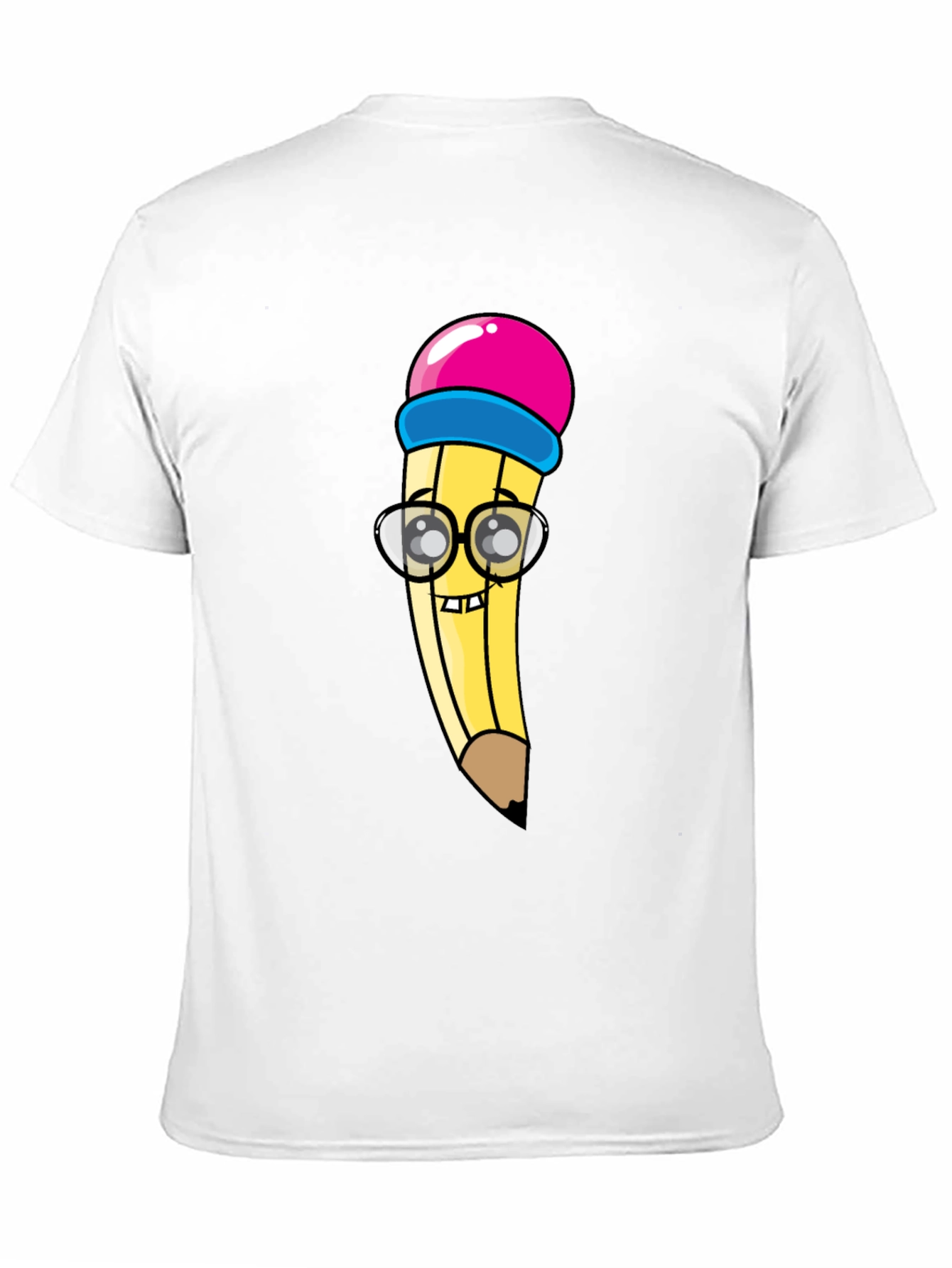 Black Cartoon Pencil Graphic Tee - Black Cotton Blend view 11