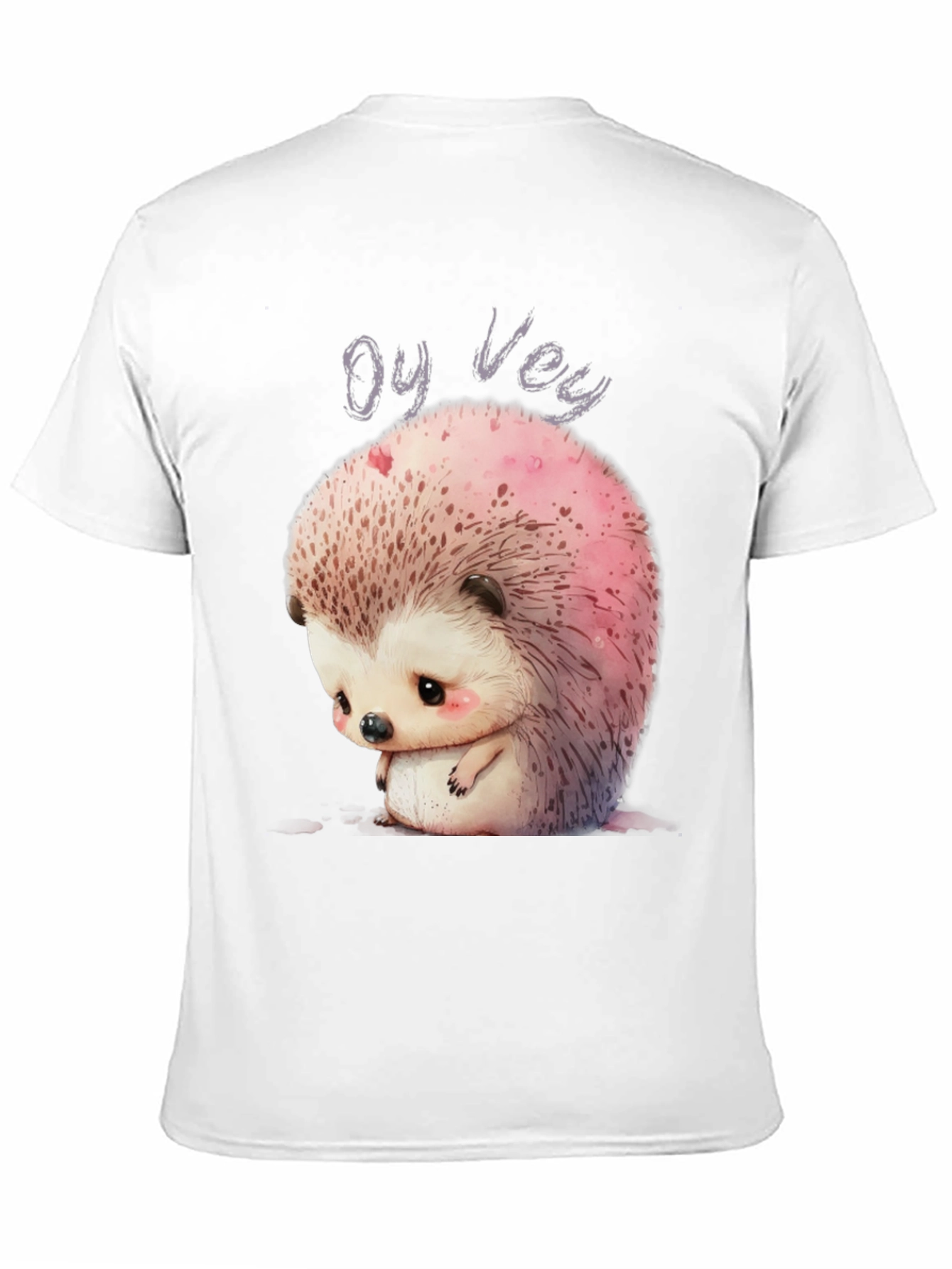 Black Oy Vey Sad Hedgehog Graphic Tee - Unisex Black T-Shirt view 11