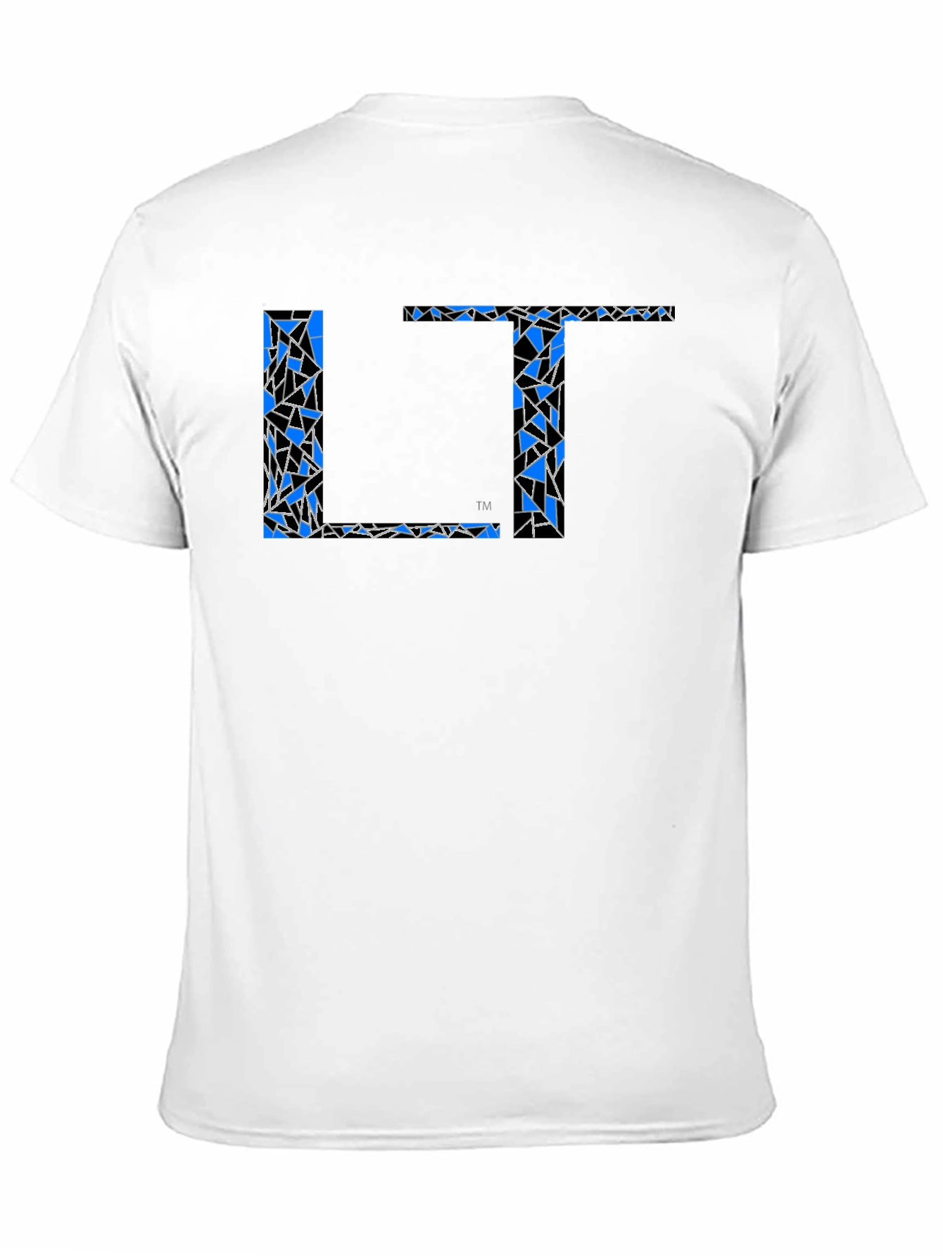 Black Abstract Blue LT Print Black T-Shirt view 11