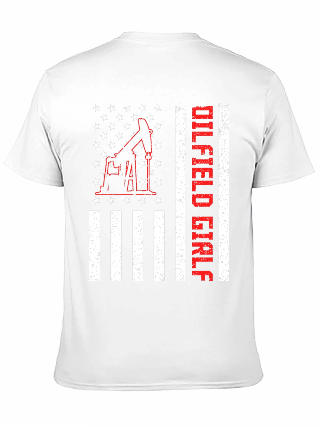 Black Oilfield Girl T-Shirt - American Flag Design view 11