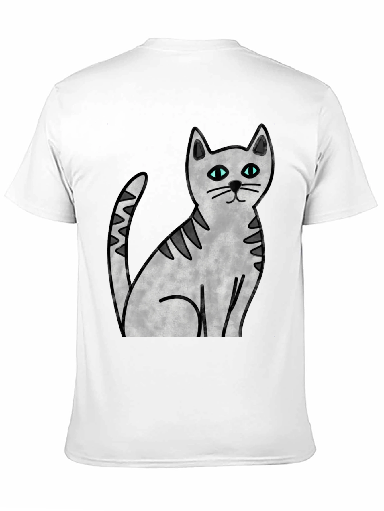 Black Cute Cat Graphic Print Black T-Shirt view 11