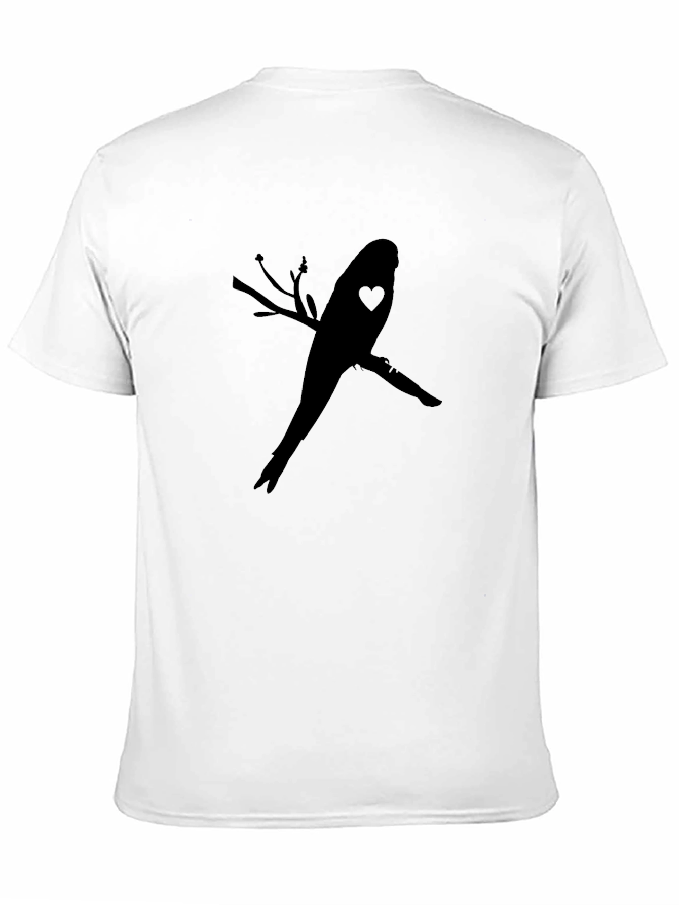 Black Bird Silhouette Heart Tee - Unisex Black T-Shirt view 11