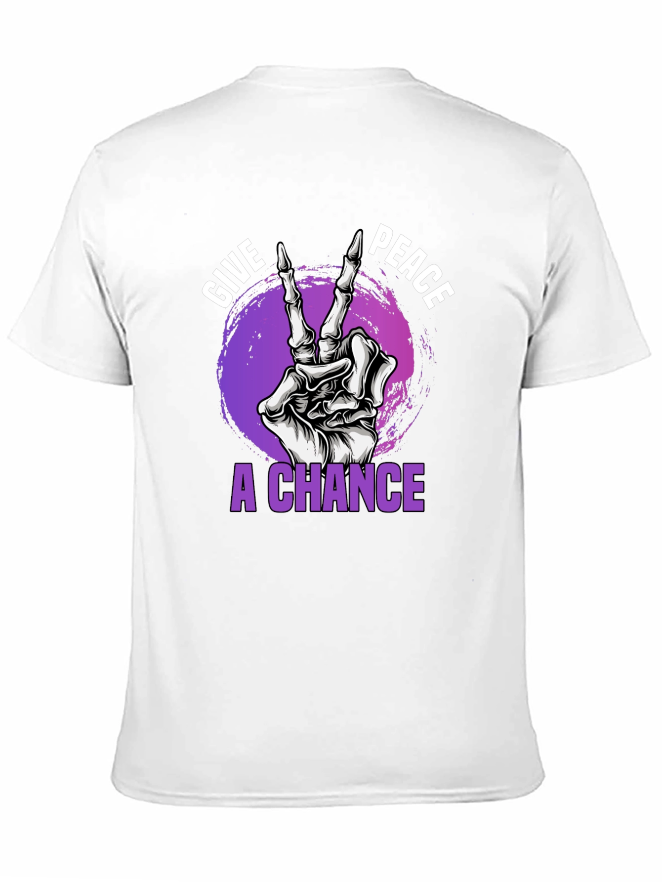 Black Give Peace A Chance Skeleton Hand Graphic T-Shirt view 11