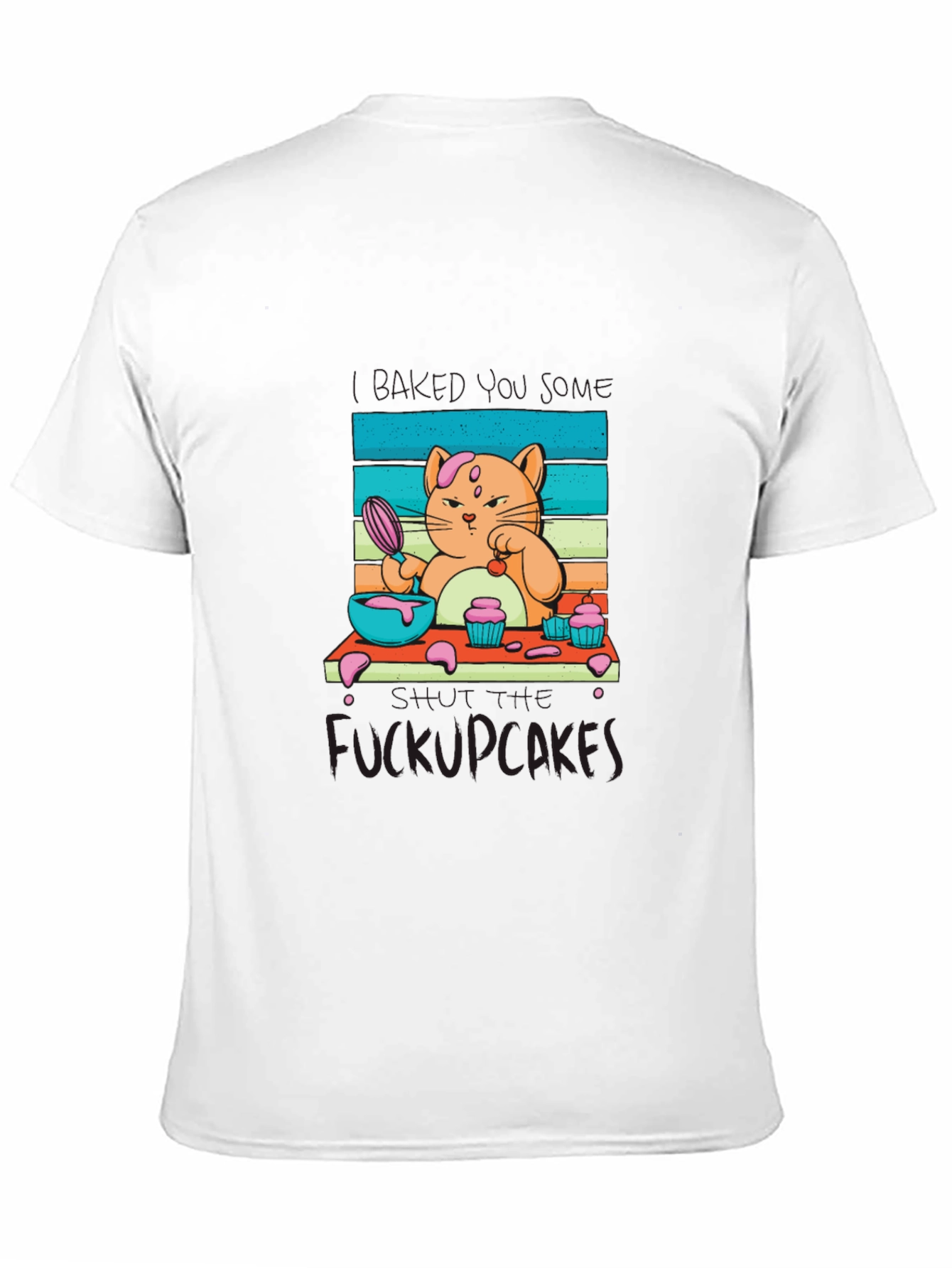 Black Funny Cat Baking Cupcakes T-Shirt view 11