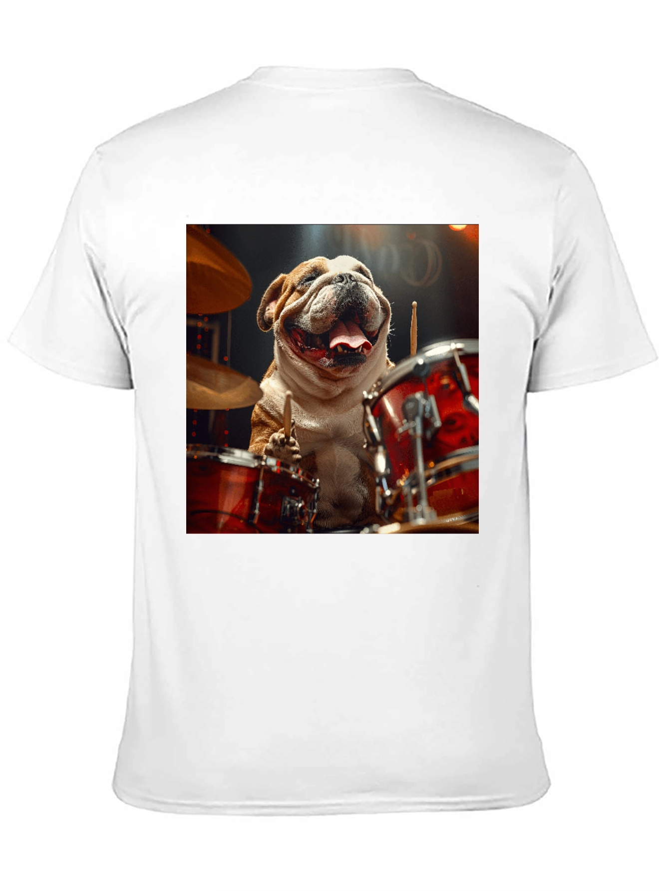 Black Bulldog Drummer Graphic Tee - Black Cotton T-Shirt view 11