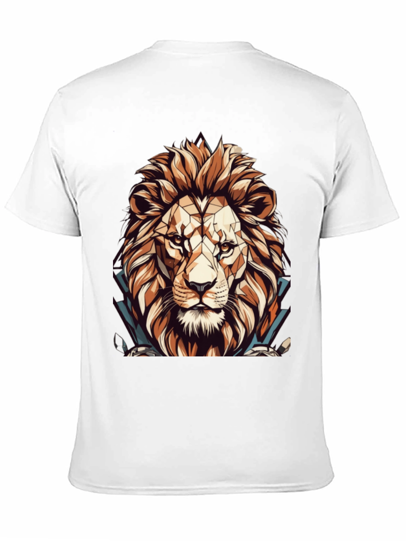 Black Geometric Lion Graphic Black T-Shirt view 11