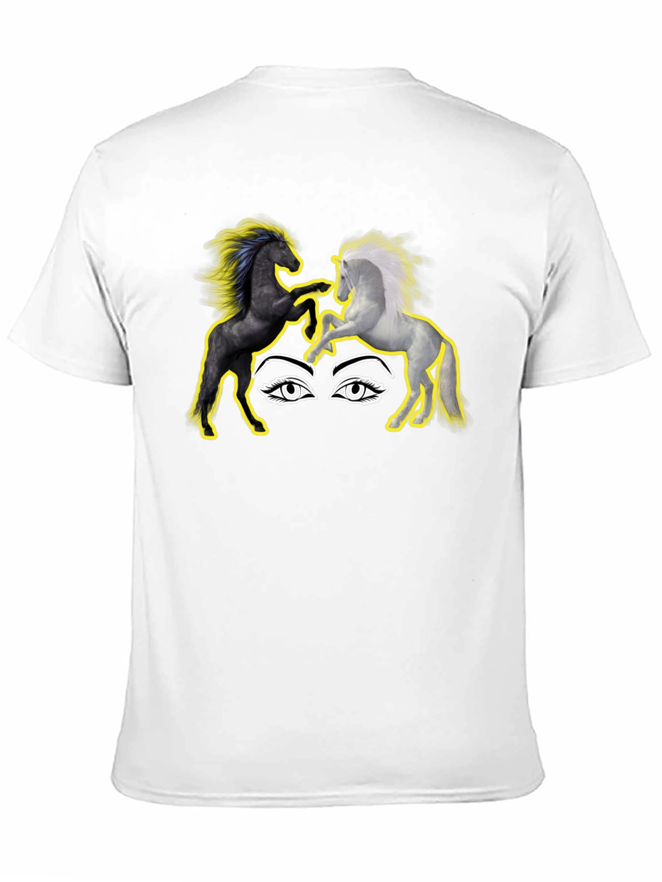 Black Yin Yang Horses Graphic T-Shirt view 11
