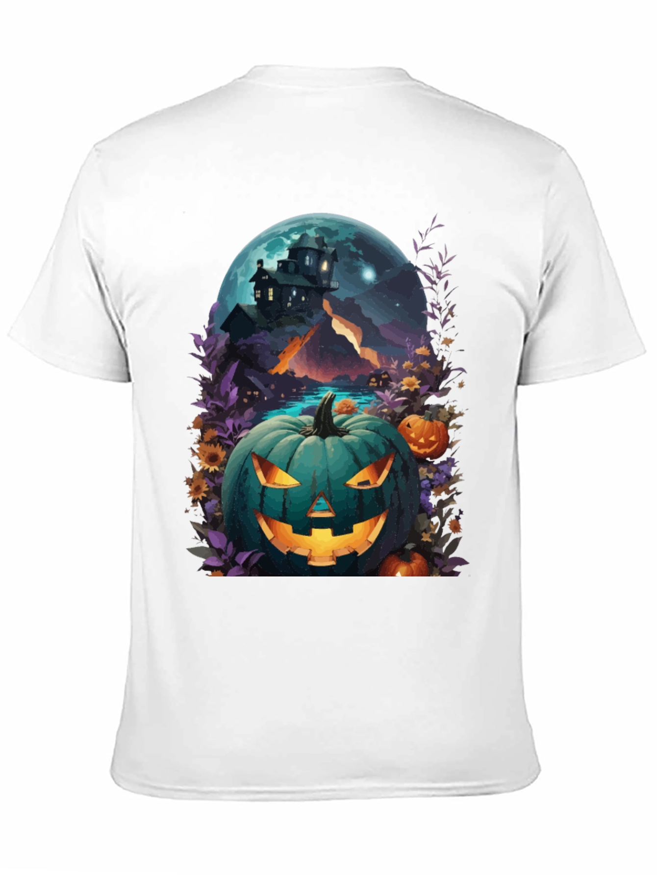 Black Halloween Pumpkin House T-Shirt view 11