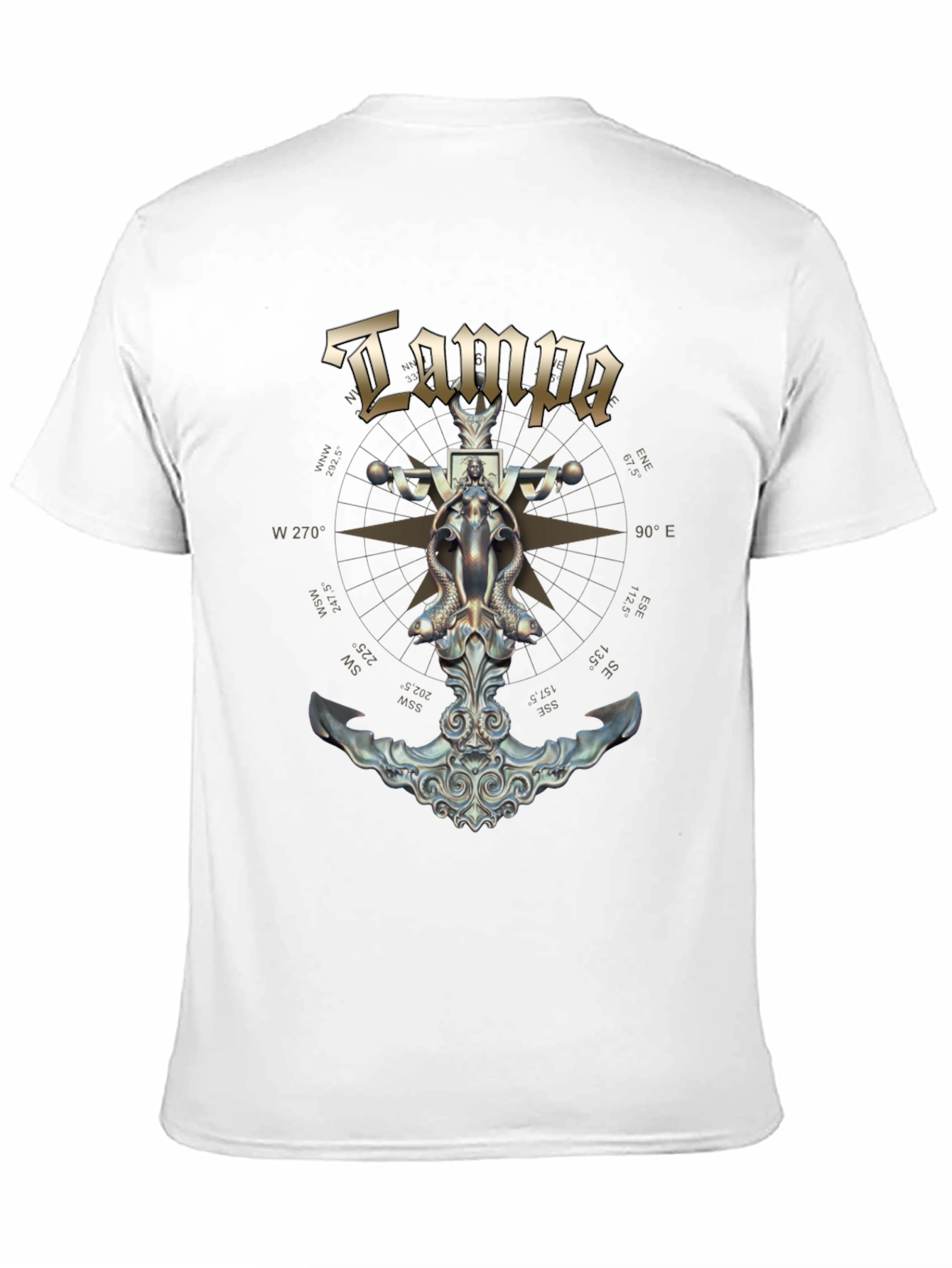 Black Tampa Nautical Anchor Compass T-Shirt view 11