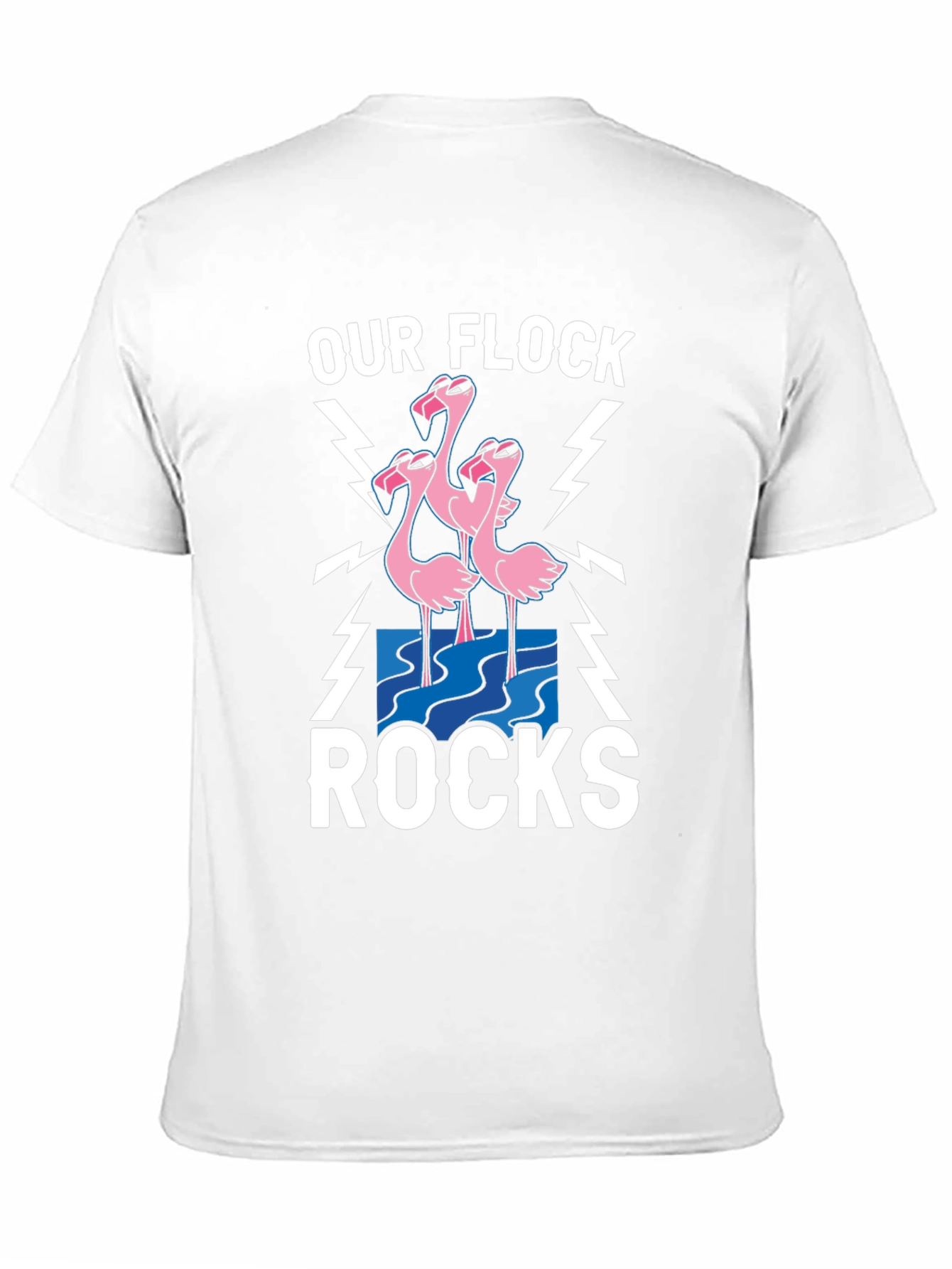 Black Our Flock Rocks T-Shirt - Pink Flamingo Design view 11