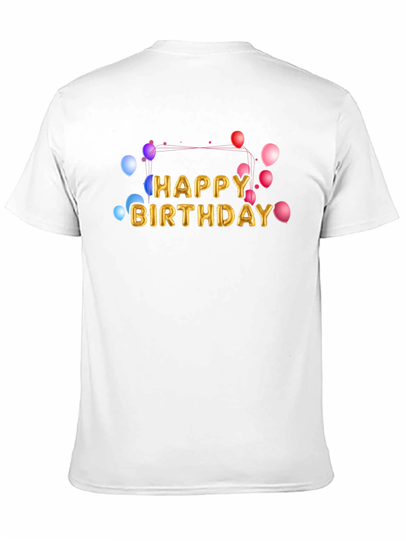 Black Happy Birthday Balloon Text Graphic Black T-Shirt view 11