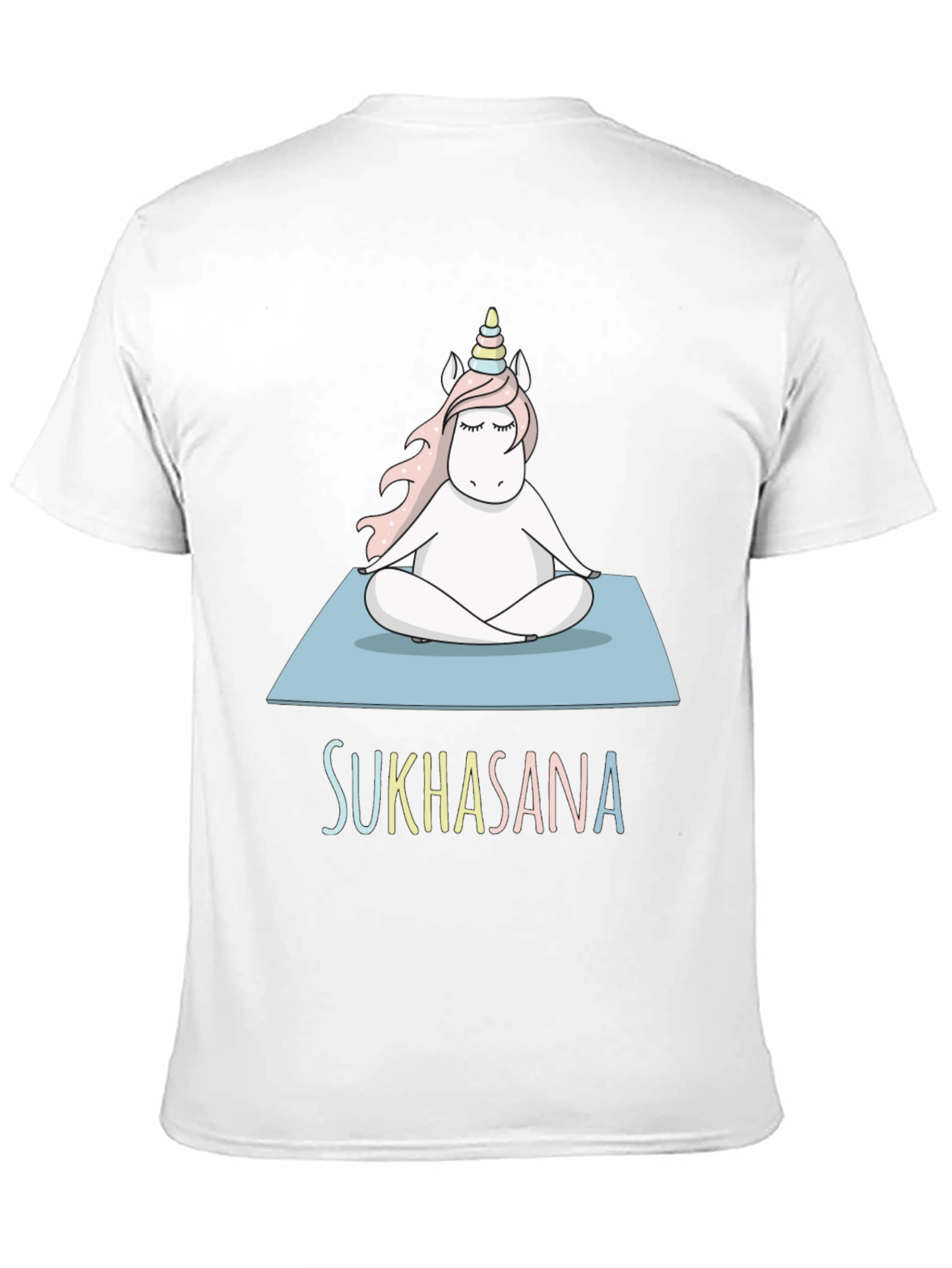 Black Unicorn Sukhasana Yoga T-Shirt - Black Cotton Blend view 11