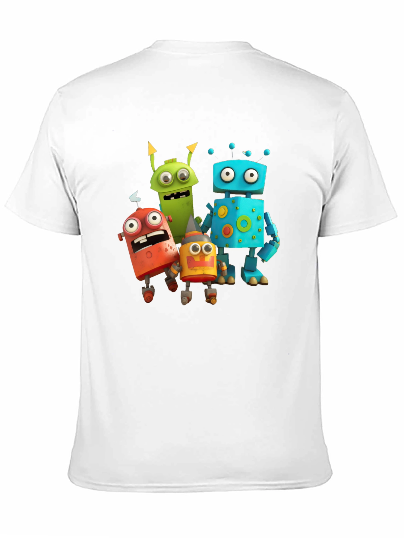 Black Robot Cartoon Graphic Black T-Shirt view 11