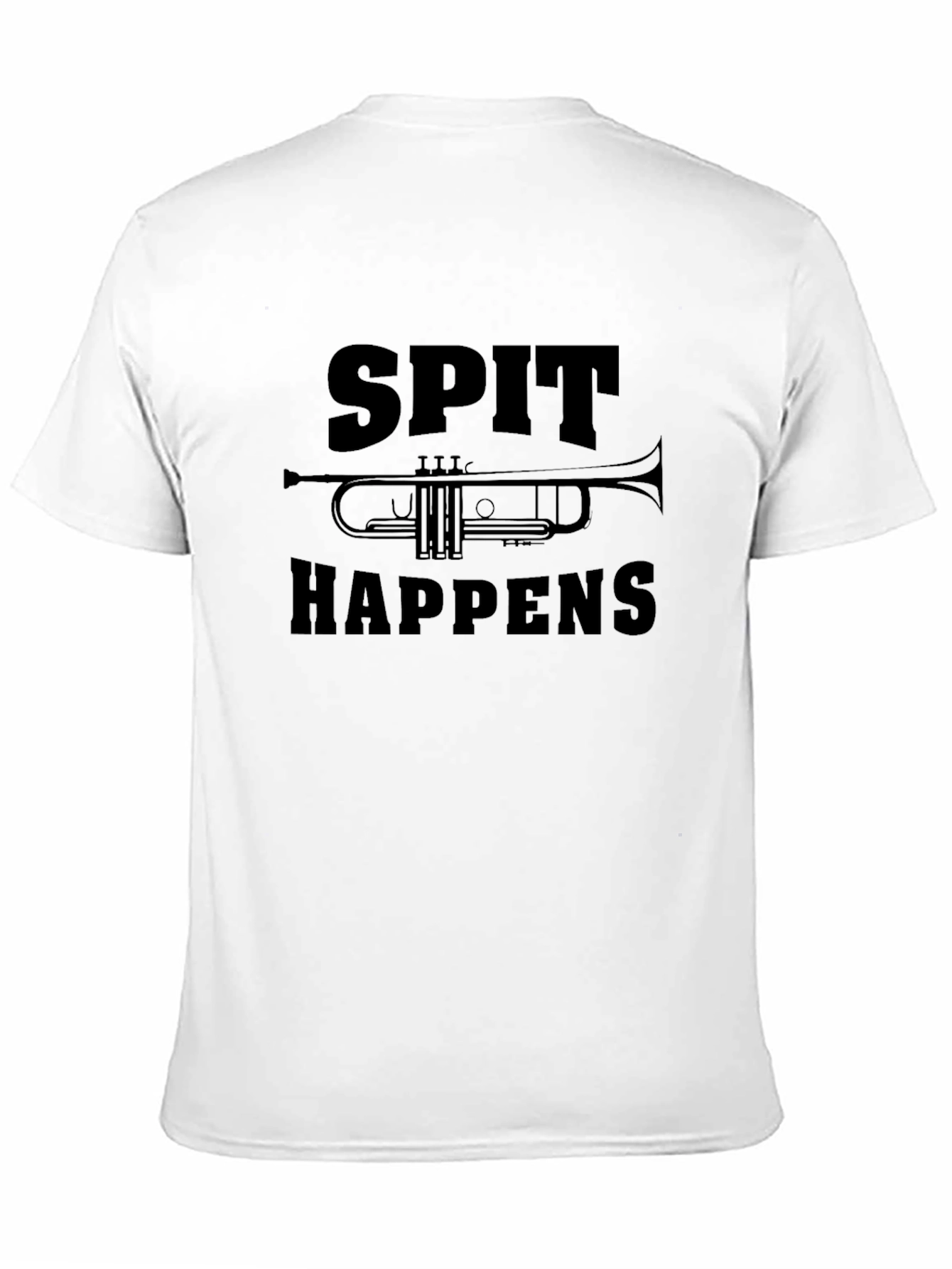 Black Spit Happens Trumpet Graphic Tee - Musician Humor T-Shirt view 11