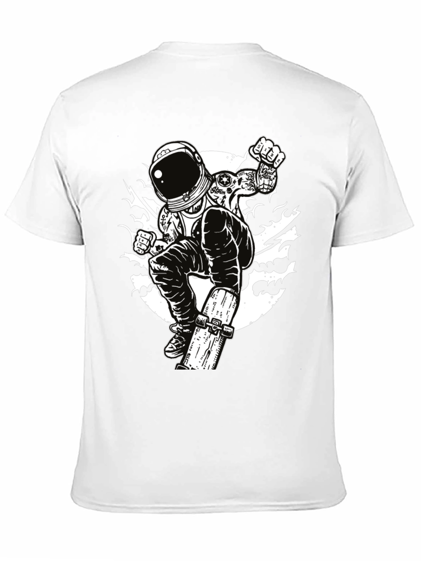 Black Astronaut Skateboarder Graphic Tee - Cool Black T-Shirt view 11