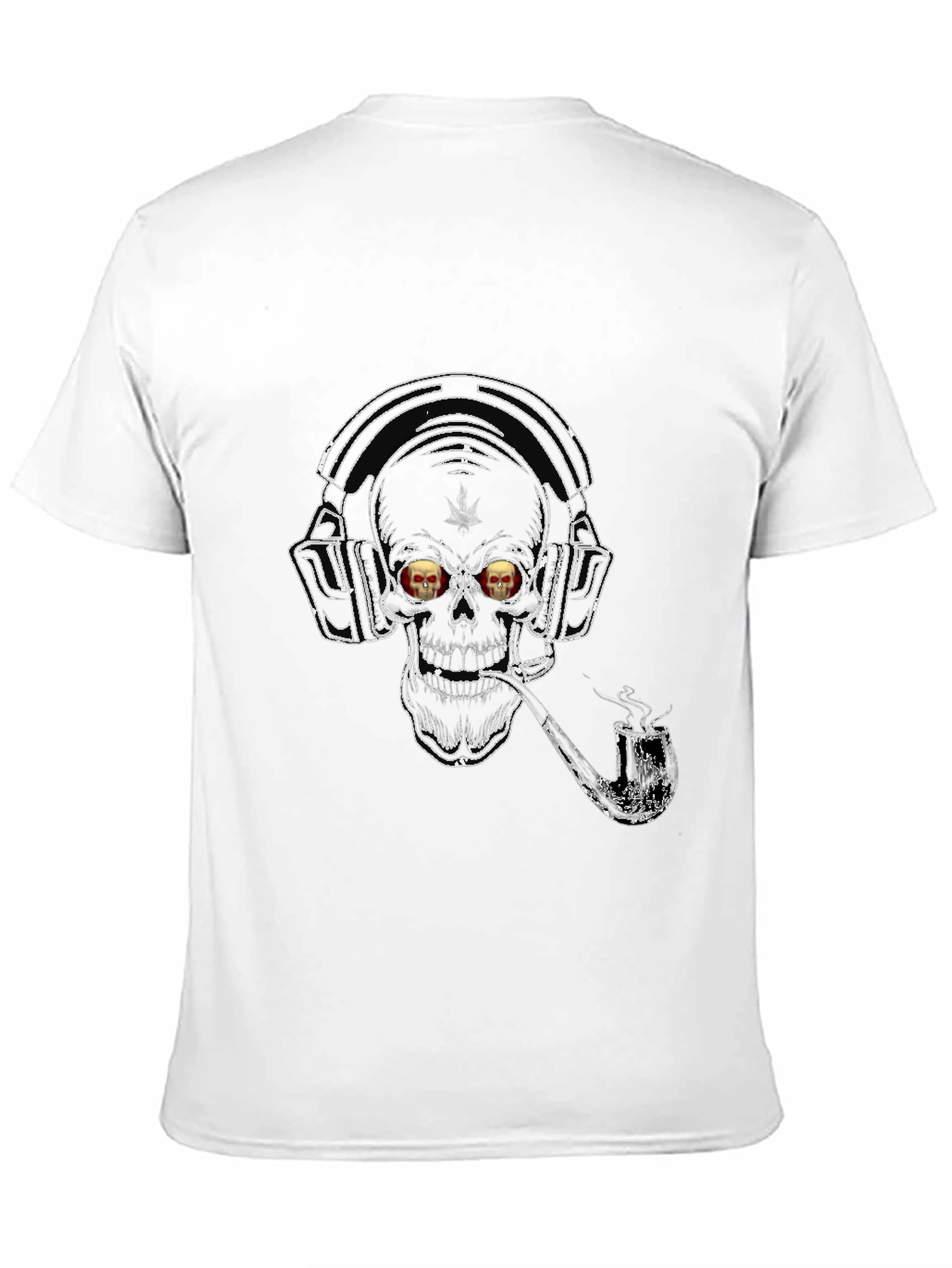 Black Skull with Headphones Graphic T-Shirt view 11