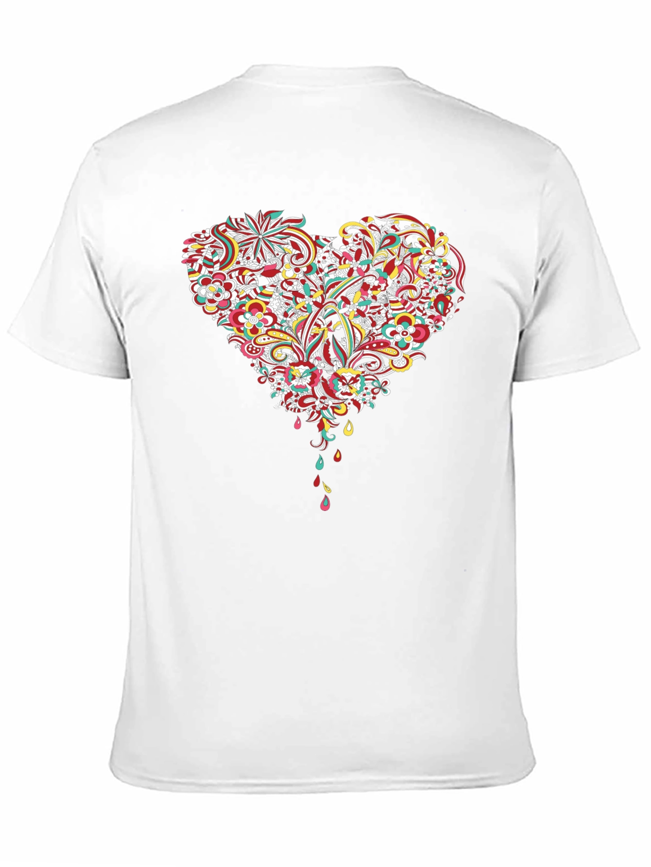 Black Floral Heart Graphic Tee - Black Cotton T-Shirt view 11