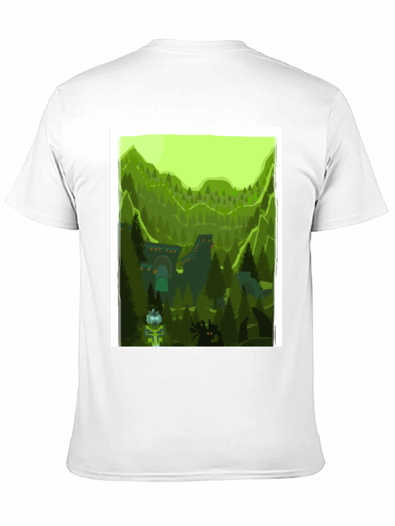 Black Forest Landscape Graphic Tee - Black Cotton T-Shirt view 11