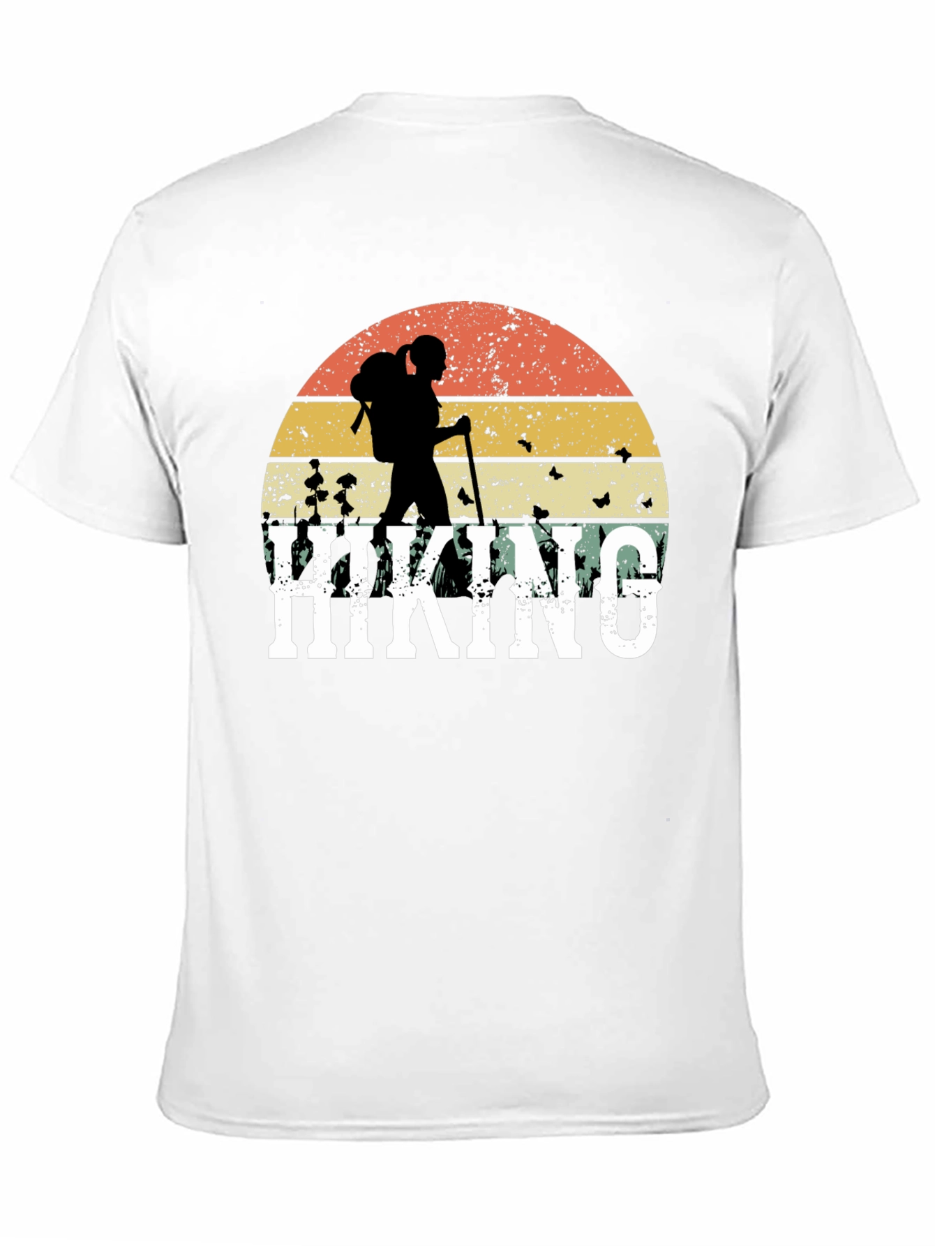 Black Hiking Graphic T-Shirt - Retro Sunset Design view 11