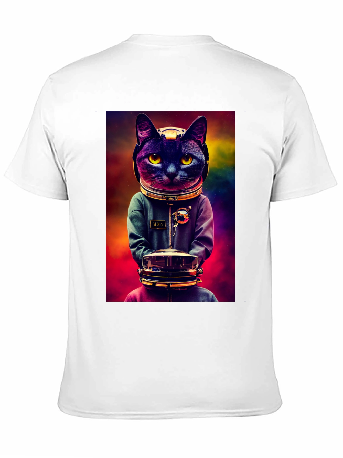 Black Astronaut Cat Graphic Tee - Space Kitten T-Shirt view 11