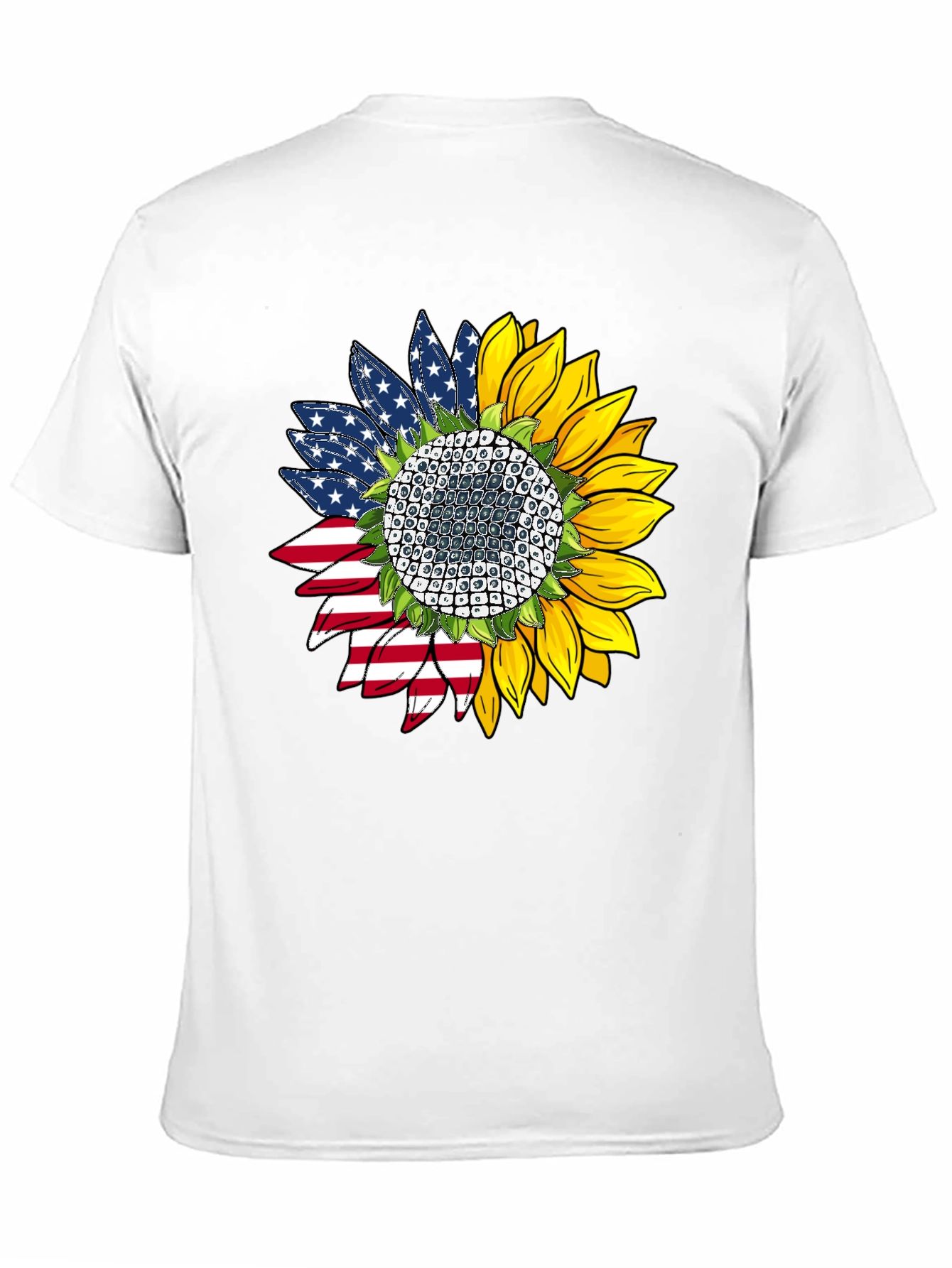 Black American Flag Sunflower Graphic Tee view 11