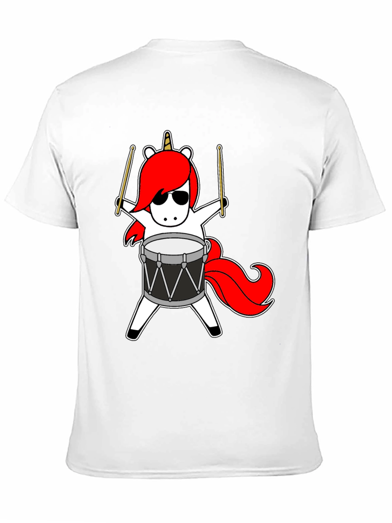 Black Unicorn Drummer T-Shirt - Cool Cartoon Design view 11