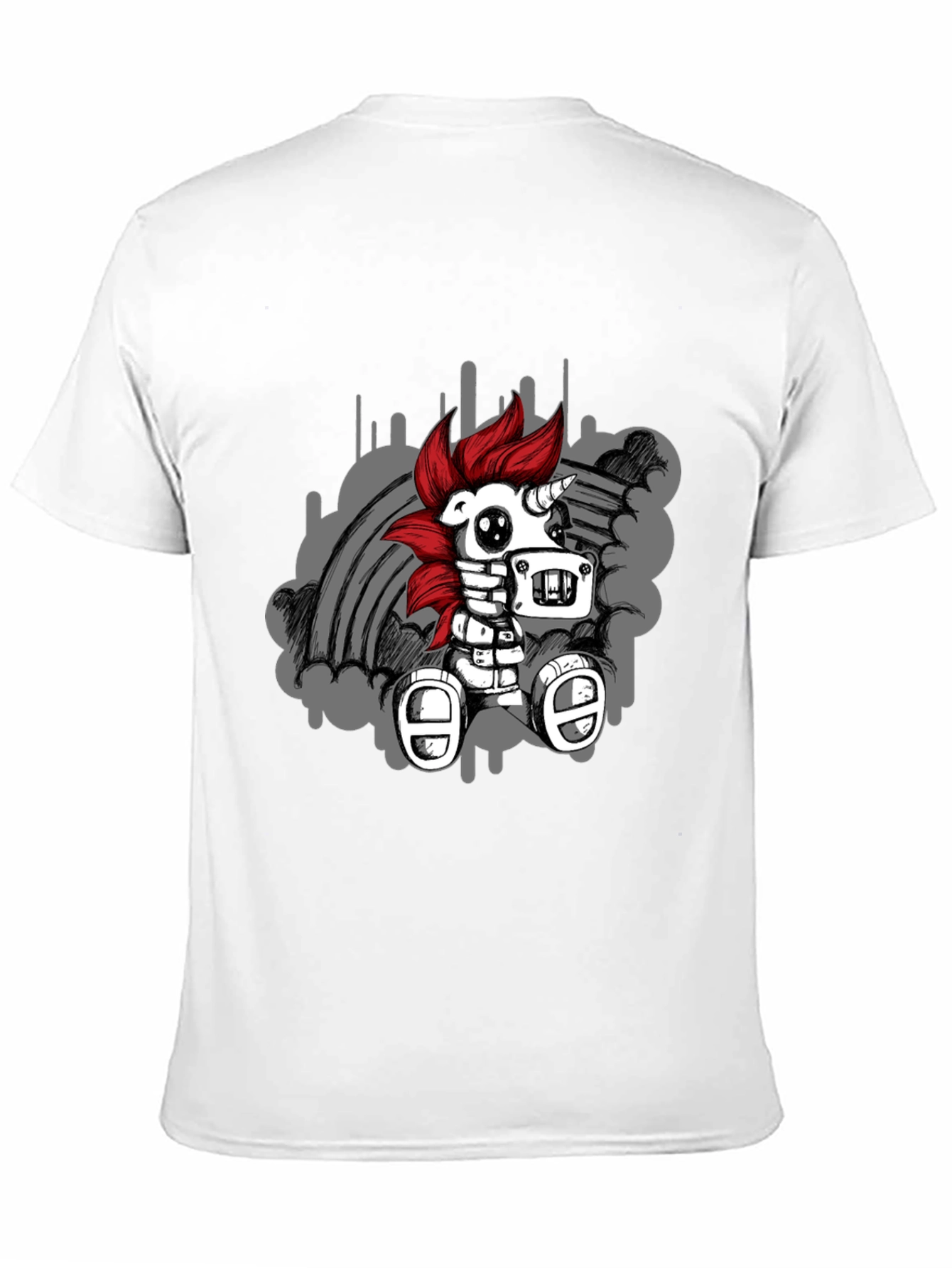 Black Robot Unicorn T-Shirt - Unique Graphic Tee view 11