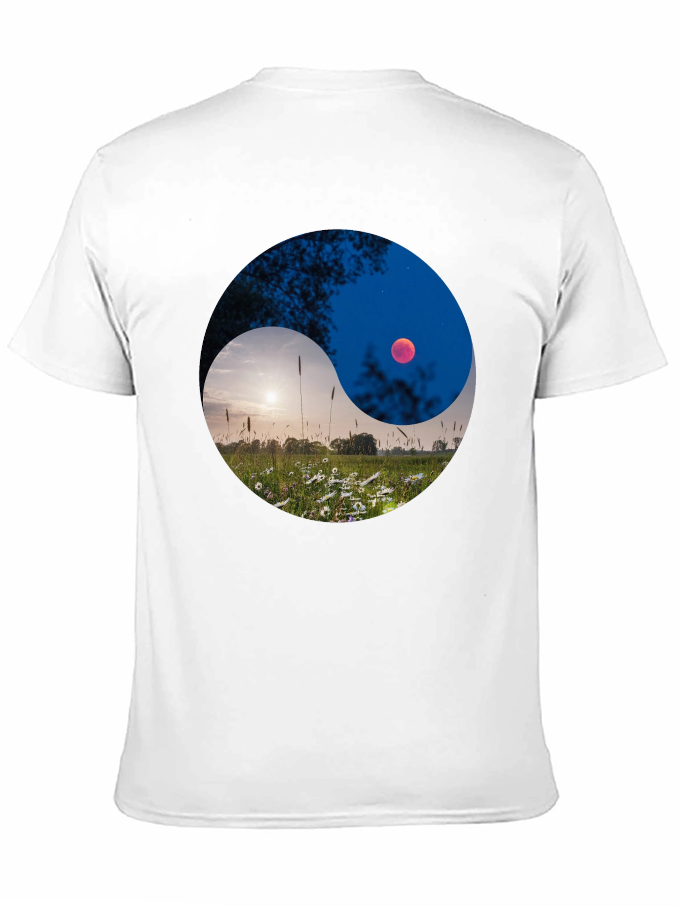 Black Yin Yang Landscape Graphic Tee view 11