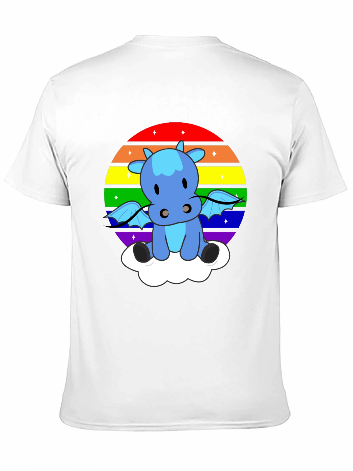Black Rainbow Dragon on Cloud T-Shirt view 11